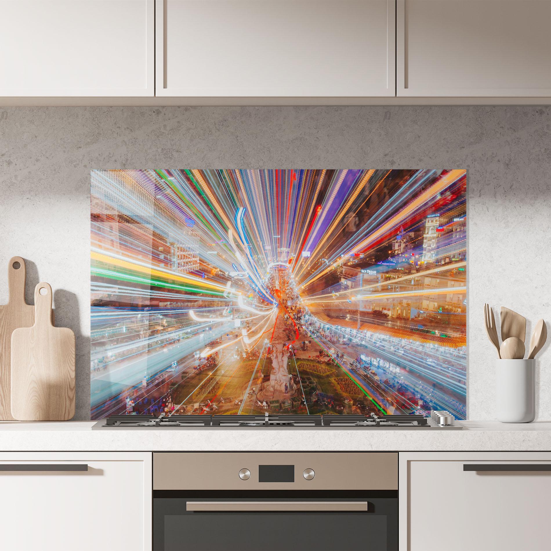 Panou Sticla Bucatarie Colorful Light City mockup 7
