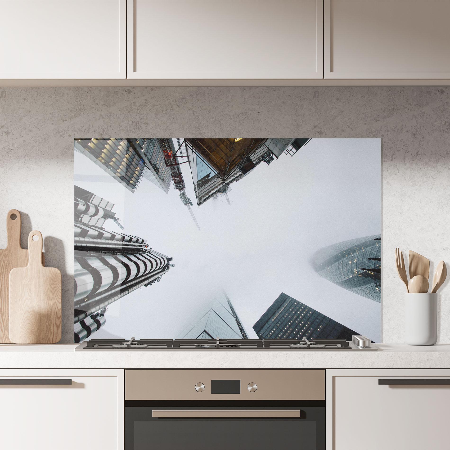Panou Sticla Bucatarie Foggy Sky Tower mockup 7