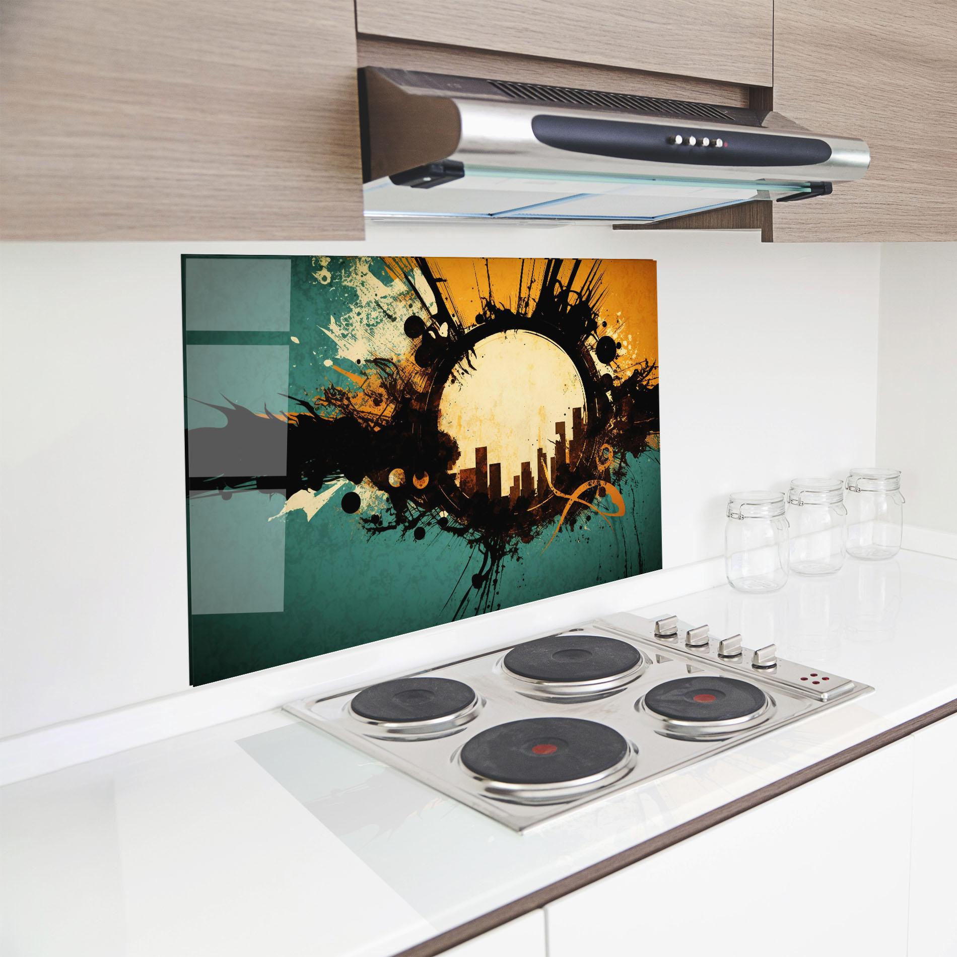 Panou Sticla Bucatarie Abstract Circle City mockup 8