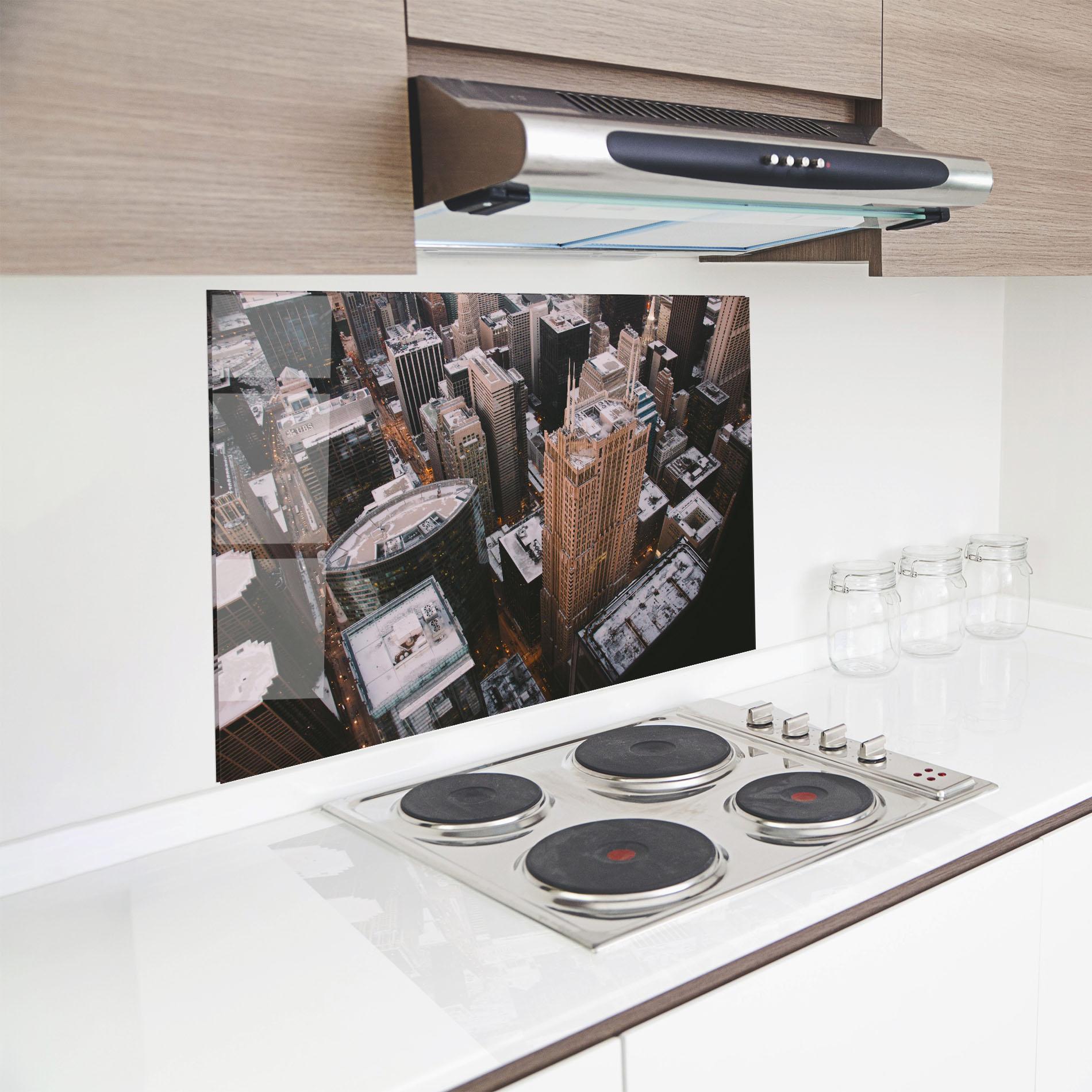 Panou Sticla Bucatarie Brown Tall Building mockup 8