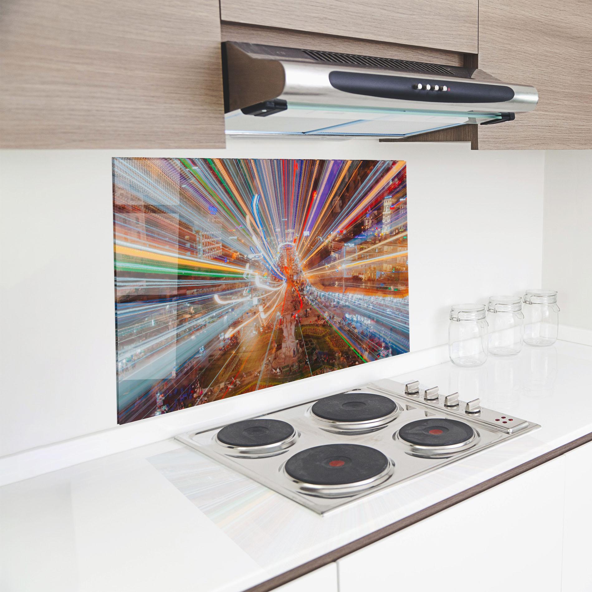 Panou Sticla Bucatarie Colorful Light City mockup 8