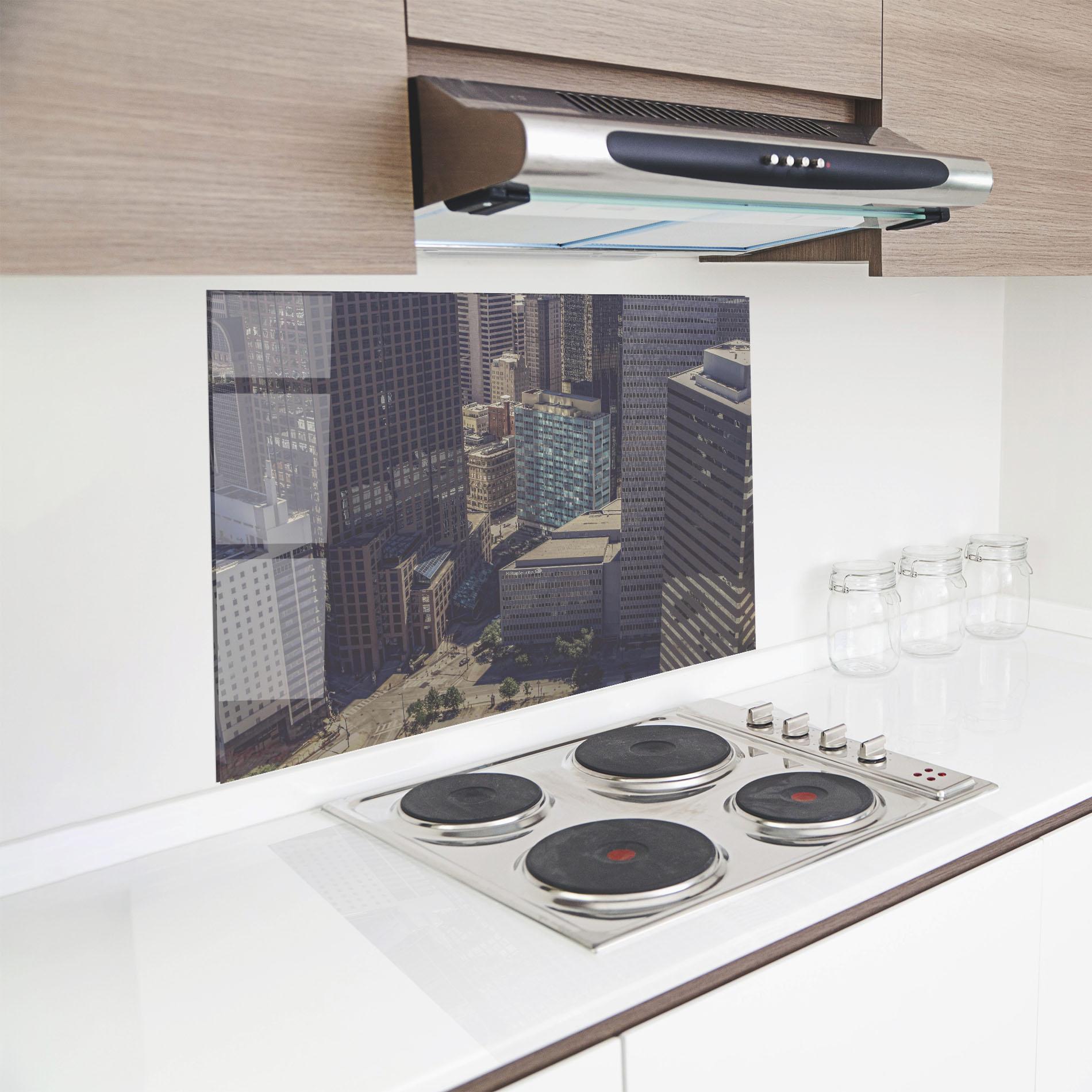 Panou Sticla Bucatarie Cream Light Building mockup 8