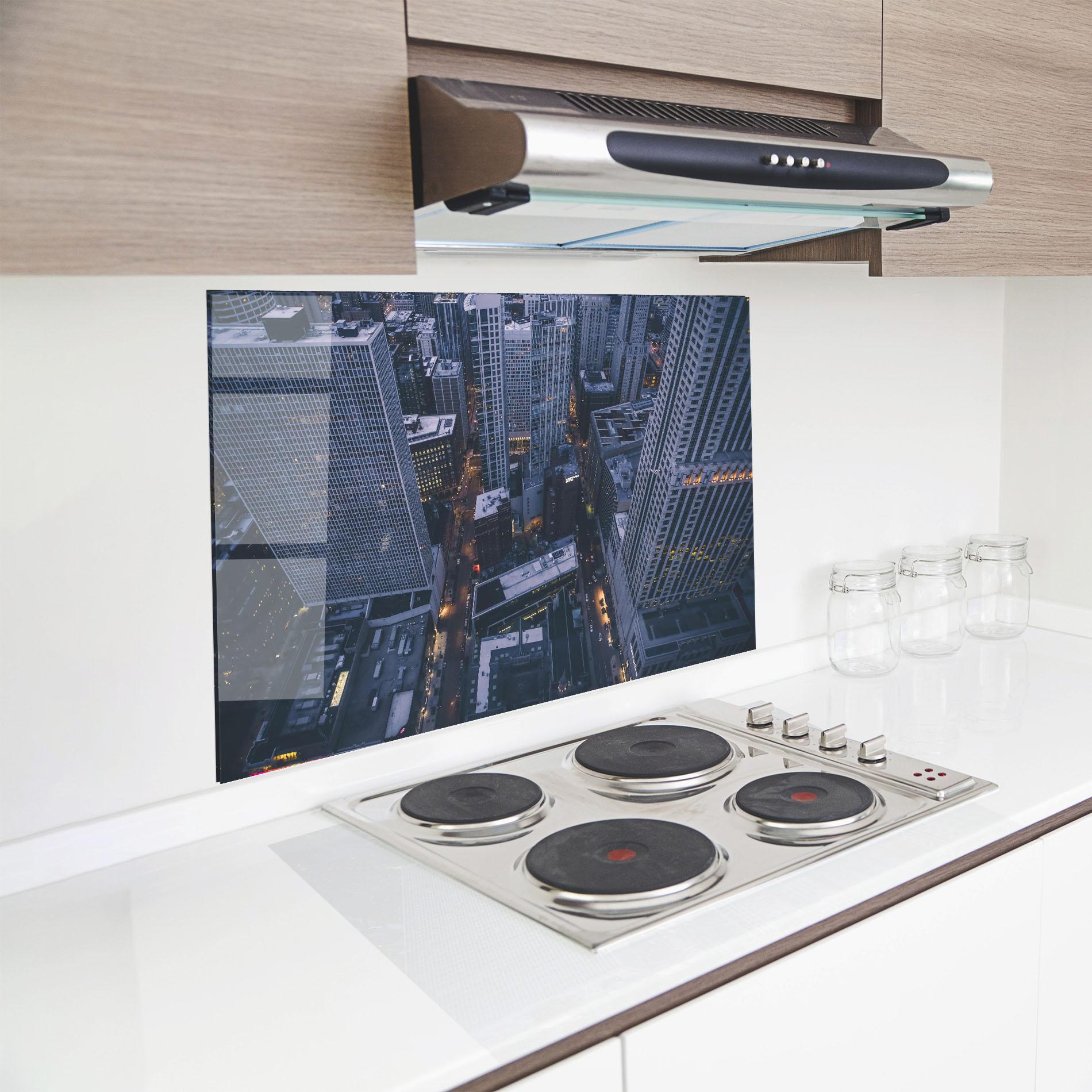 Panou Sticla Bucatarie Tall Buildings View mockup 8