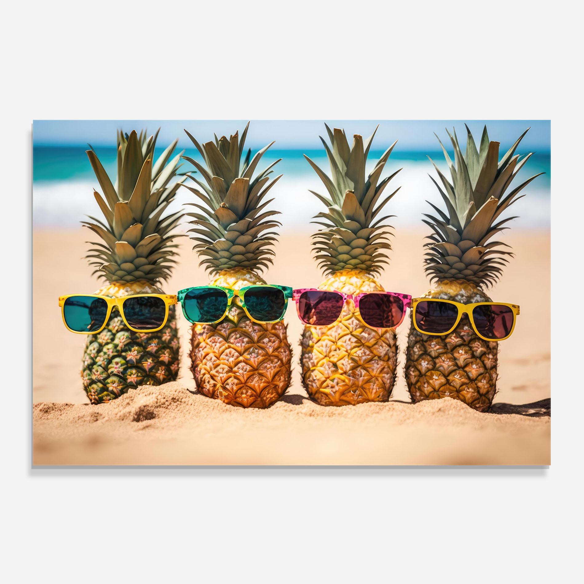 Panou Sticla Bucatarie Five Pineapples mockup 0