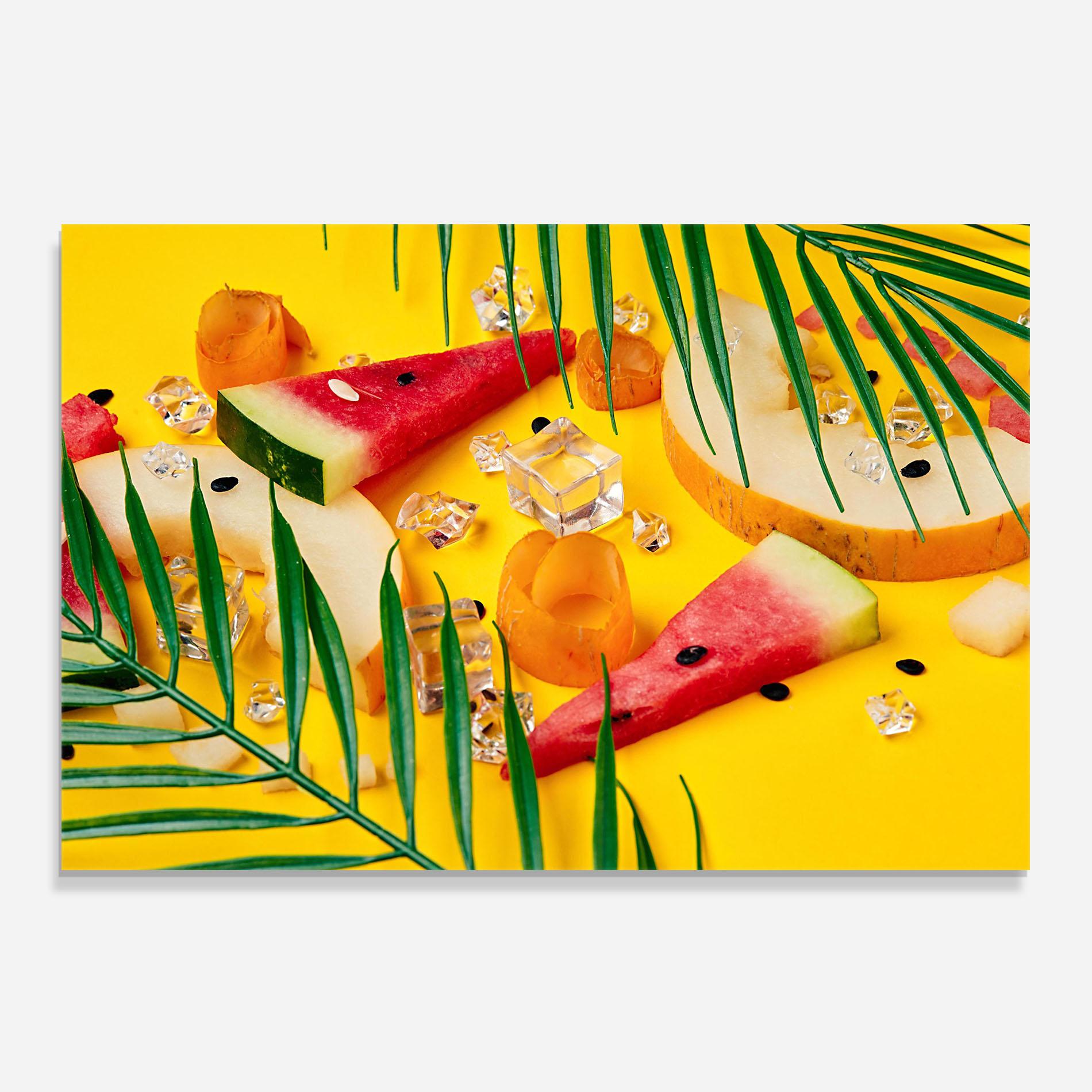 Panou Sticla Bucatarie Ice Cubes Fruits mockup 0