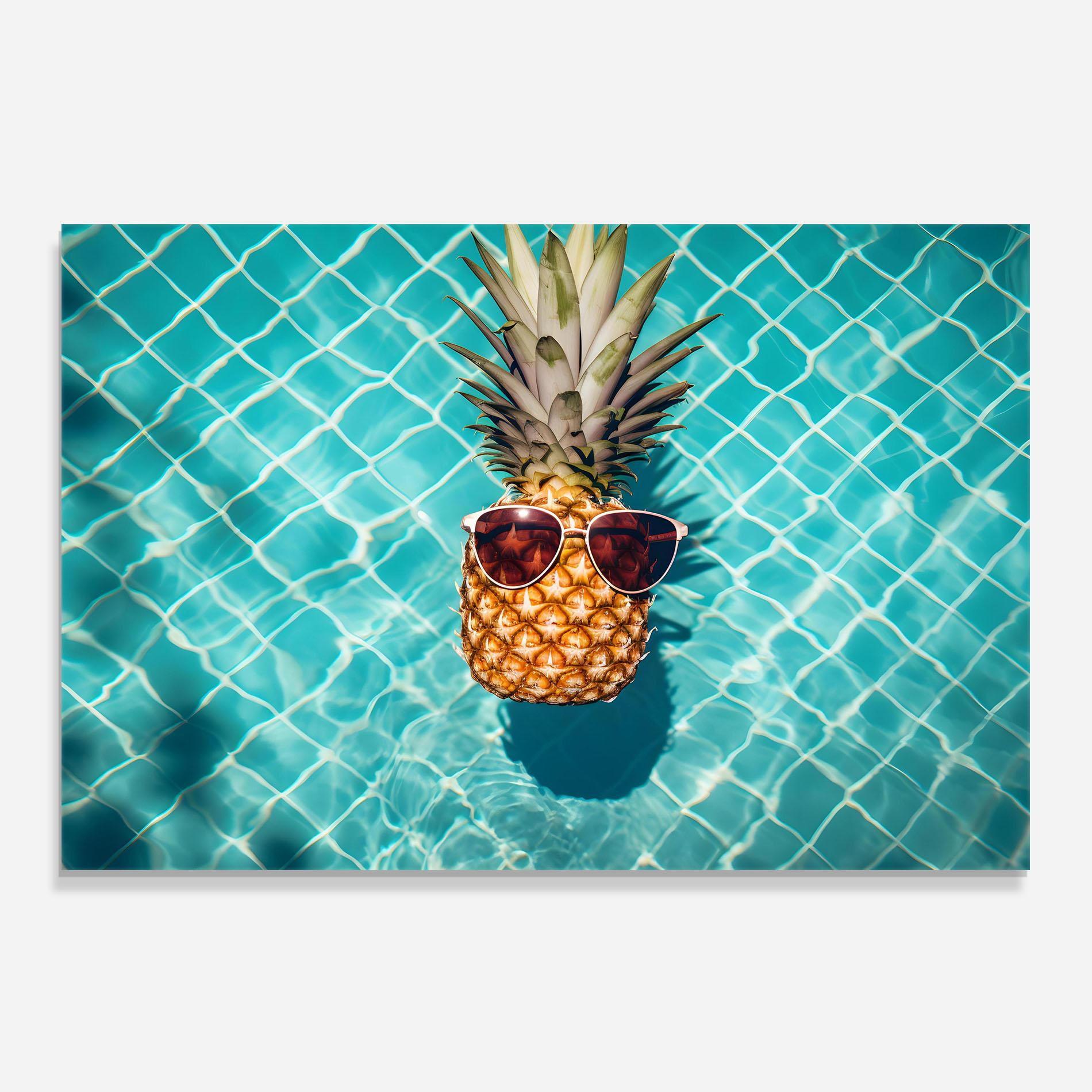 Panou Sticla Bucatarie Pineapple In Pool mockup 0