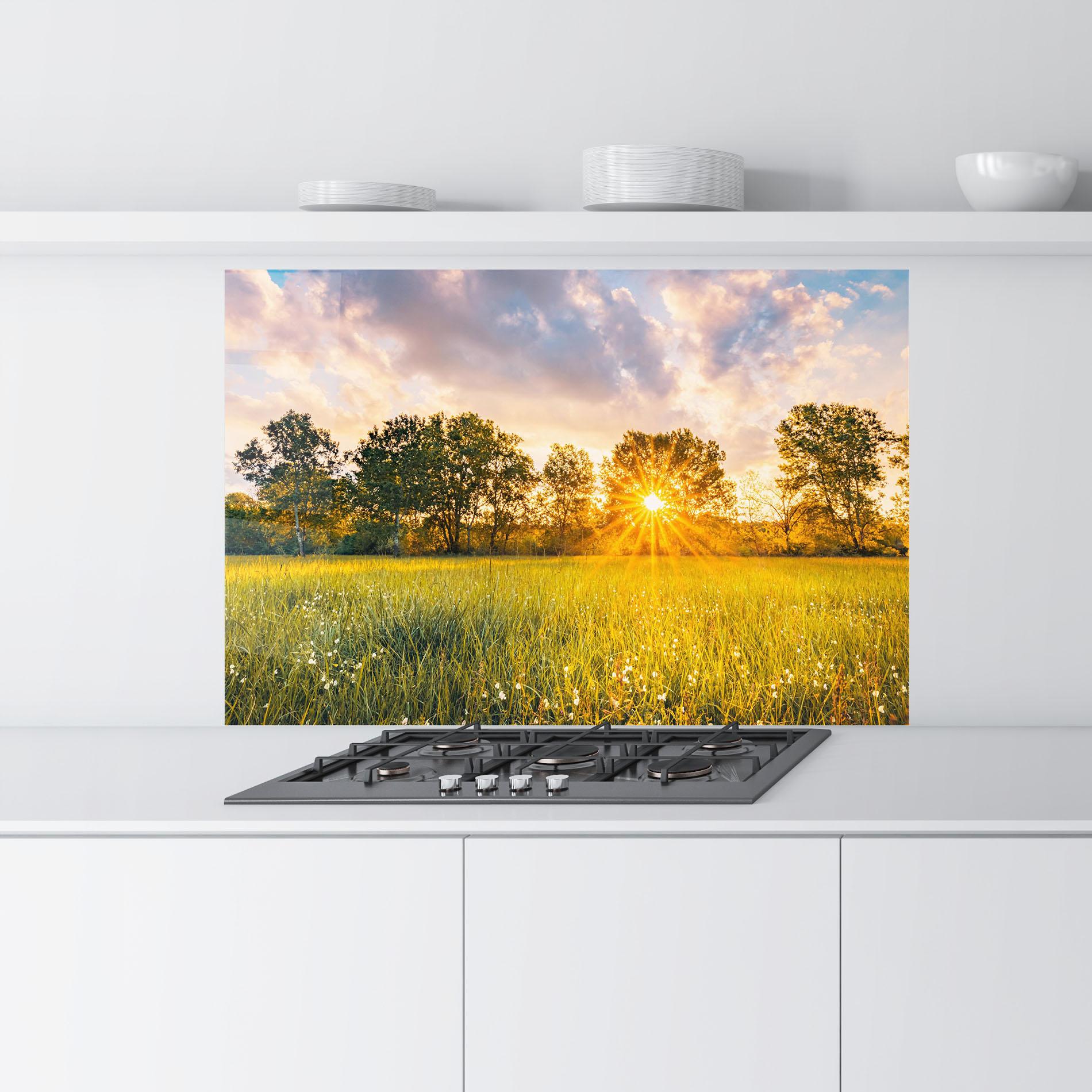 Panou Sticla Bucatarie Blossoming Meadow mockup 9