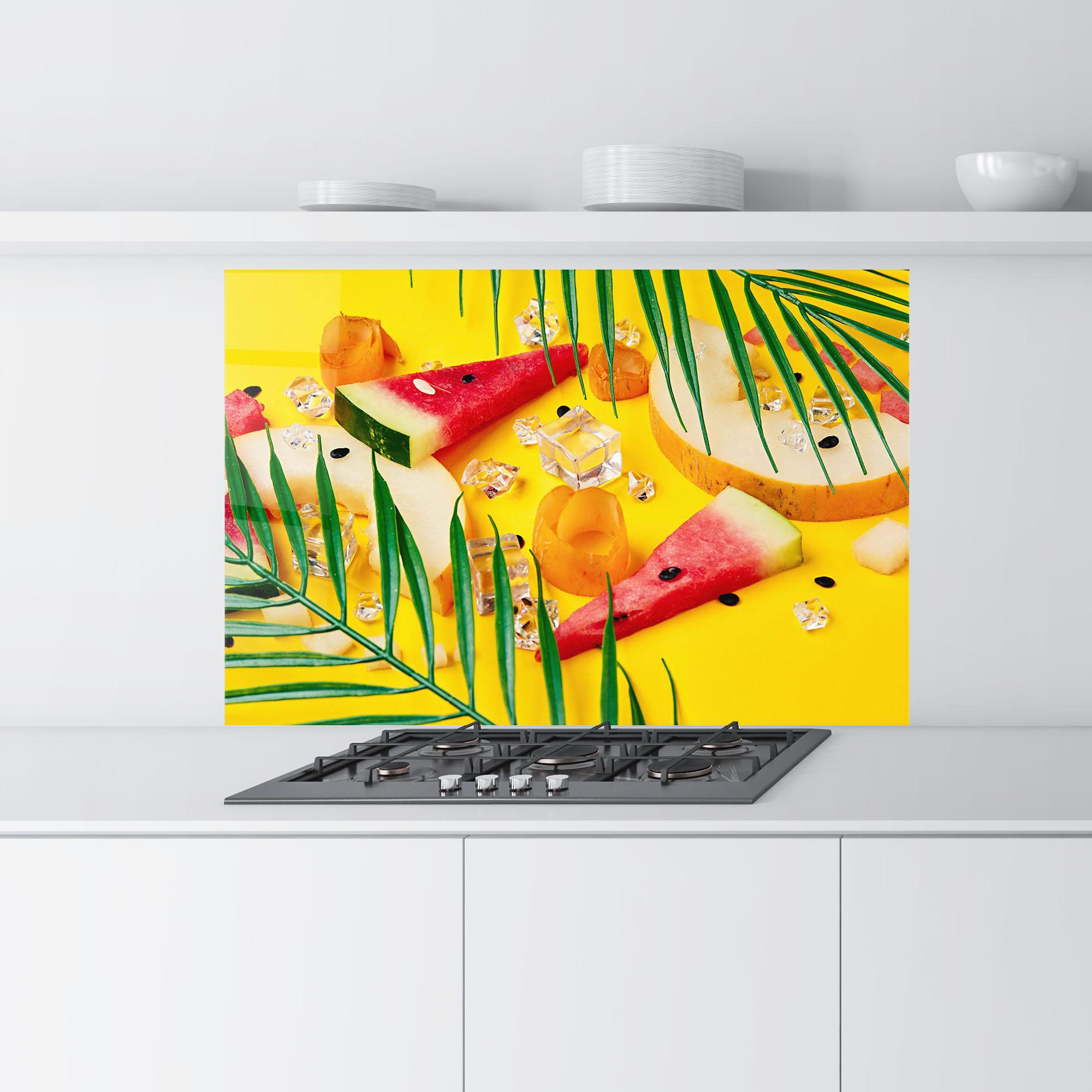 Panou Sticla Bucatarie Ice Cubes Fruits mockup 9