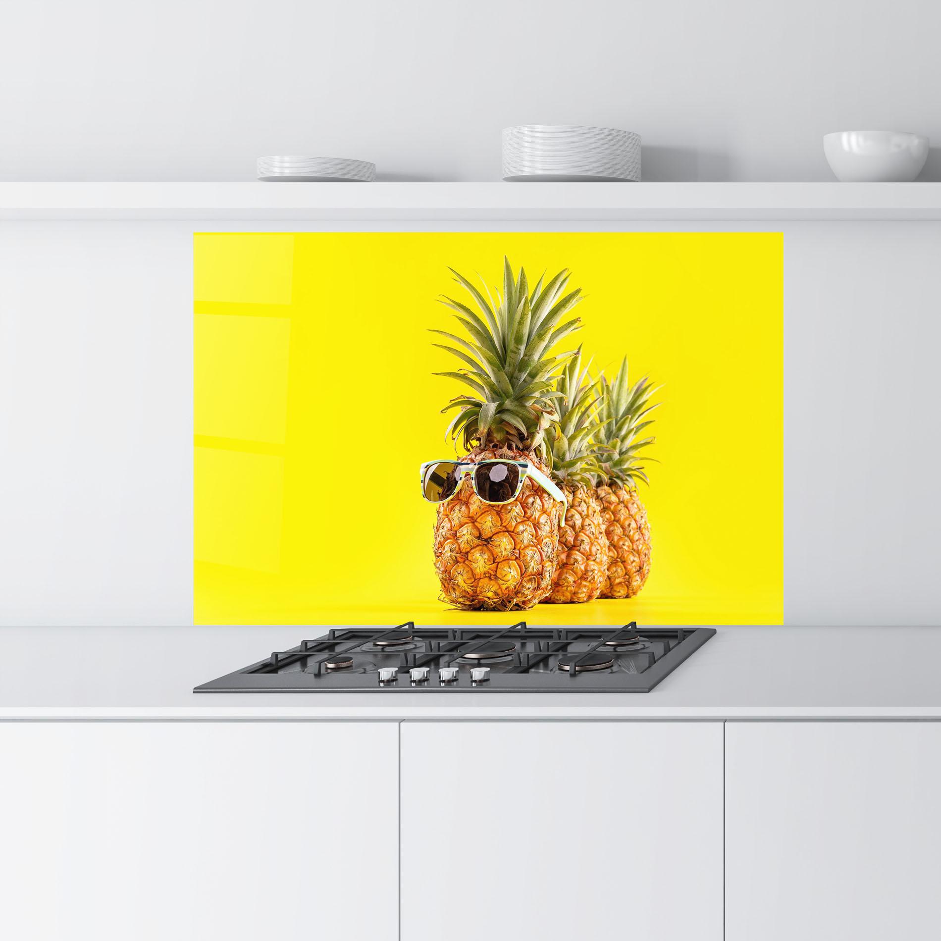 Panou Sticla Bucatarie Pineapple Looking Up mockup 9