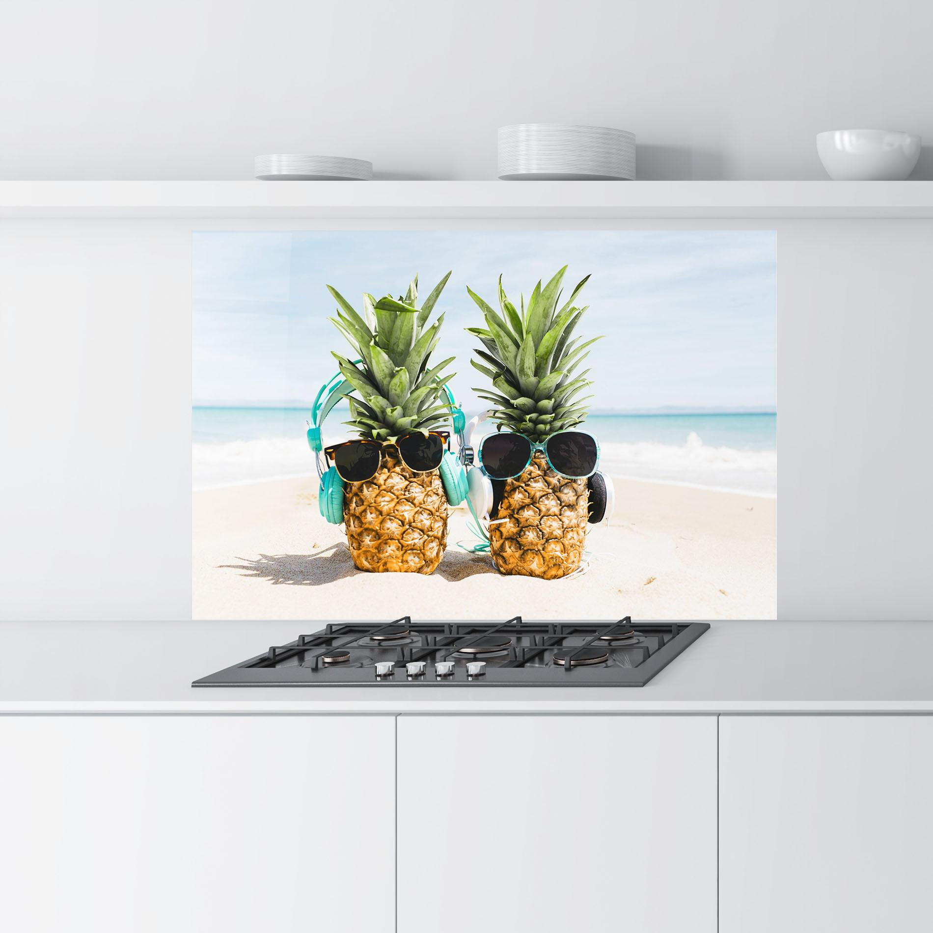 Panou Sticla Bucatarie Pineapples With Sunglasses mockup 9