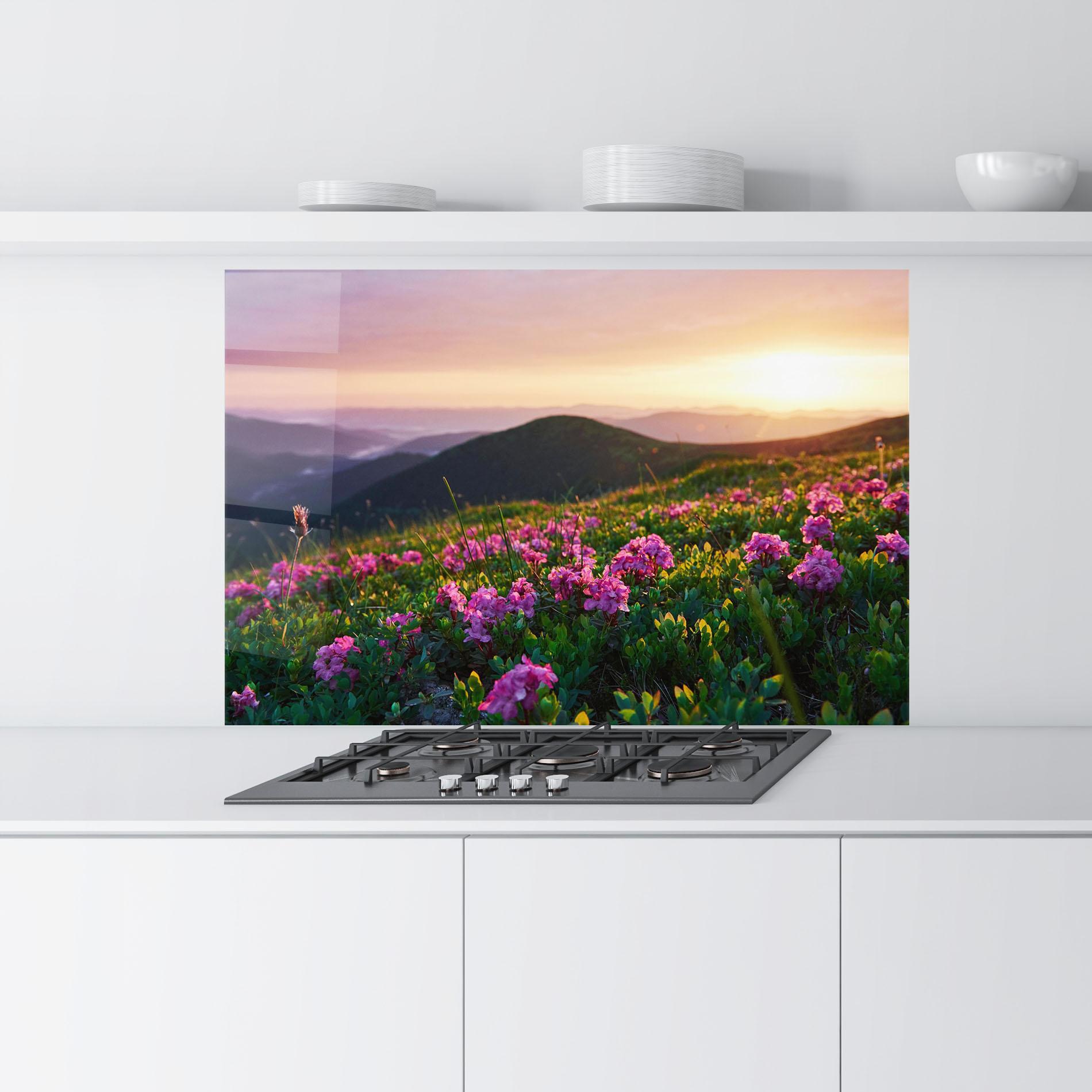 Panou Sticla Bucatarie Purple Summer Flowers mockup 9