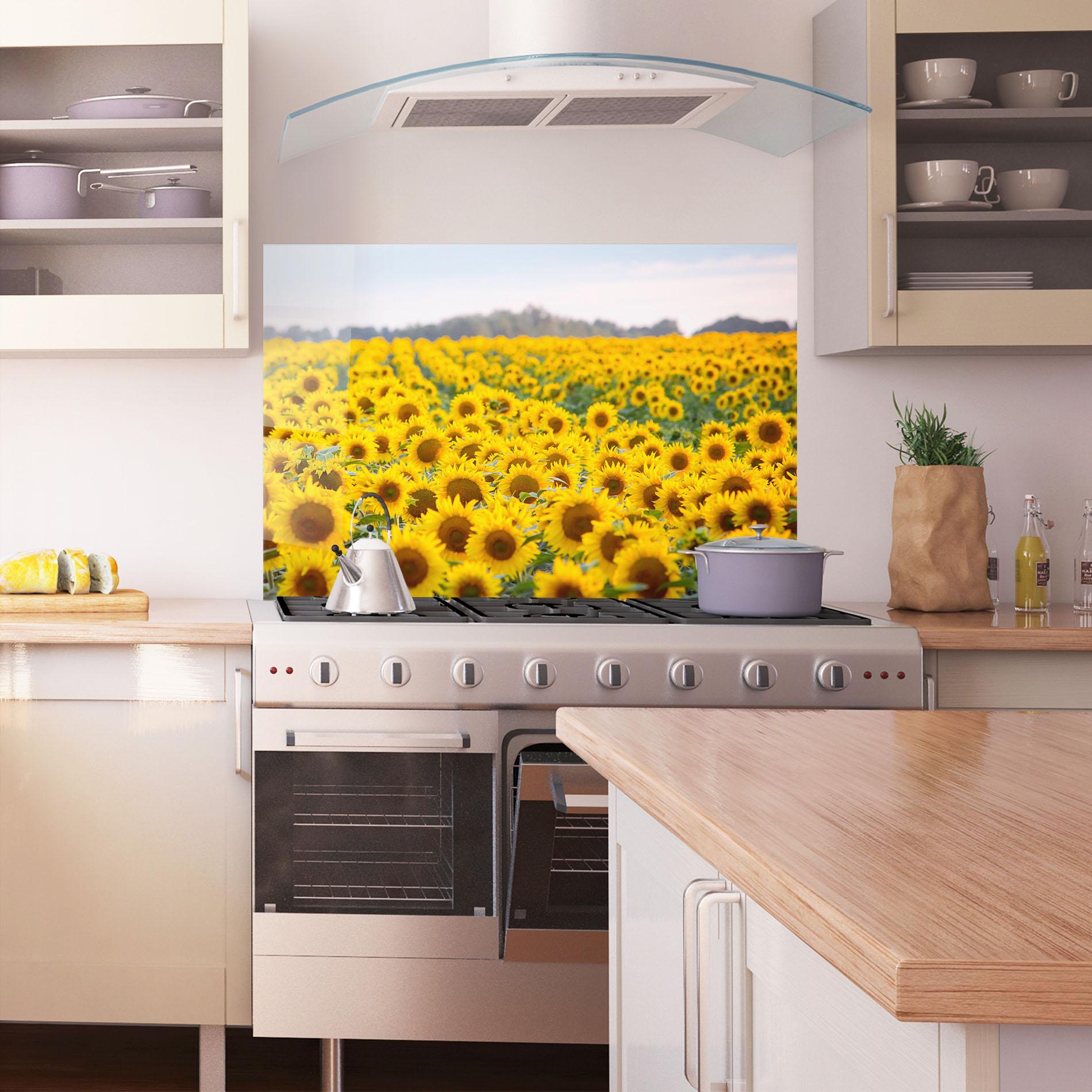 Panou Sticla Bucatarie Blooming Sunflowers mockup 1