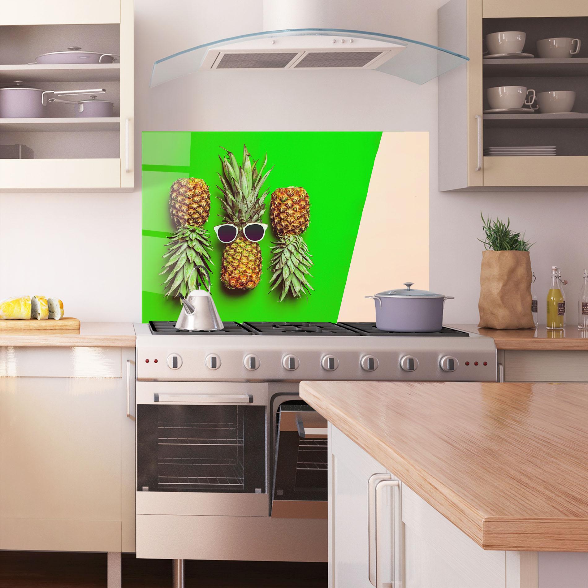 Panou Sticla Bucatarie Green Pineapple mockup 1