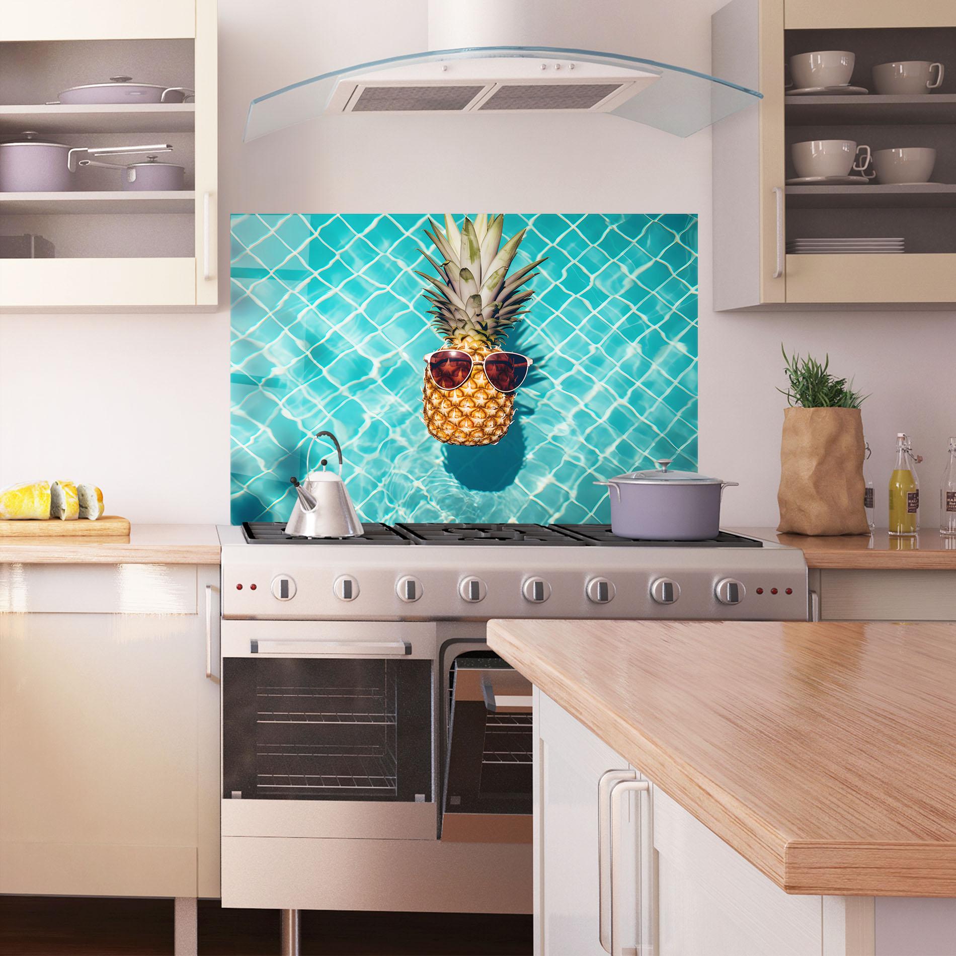 Panou Sticla Bucatarie Pineapple In Pool mockup 1