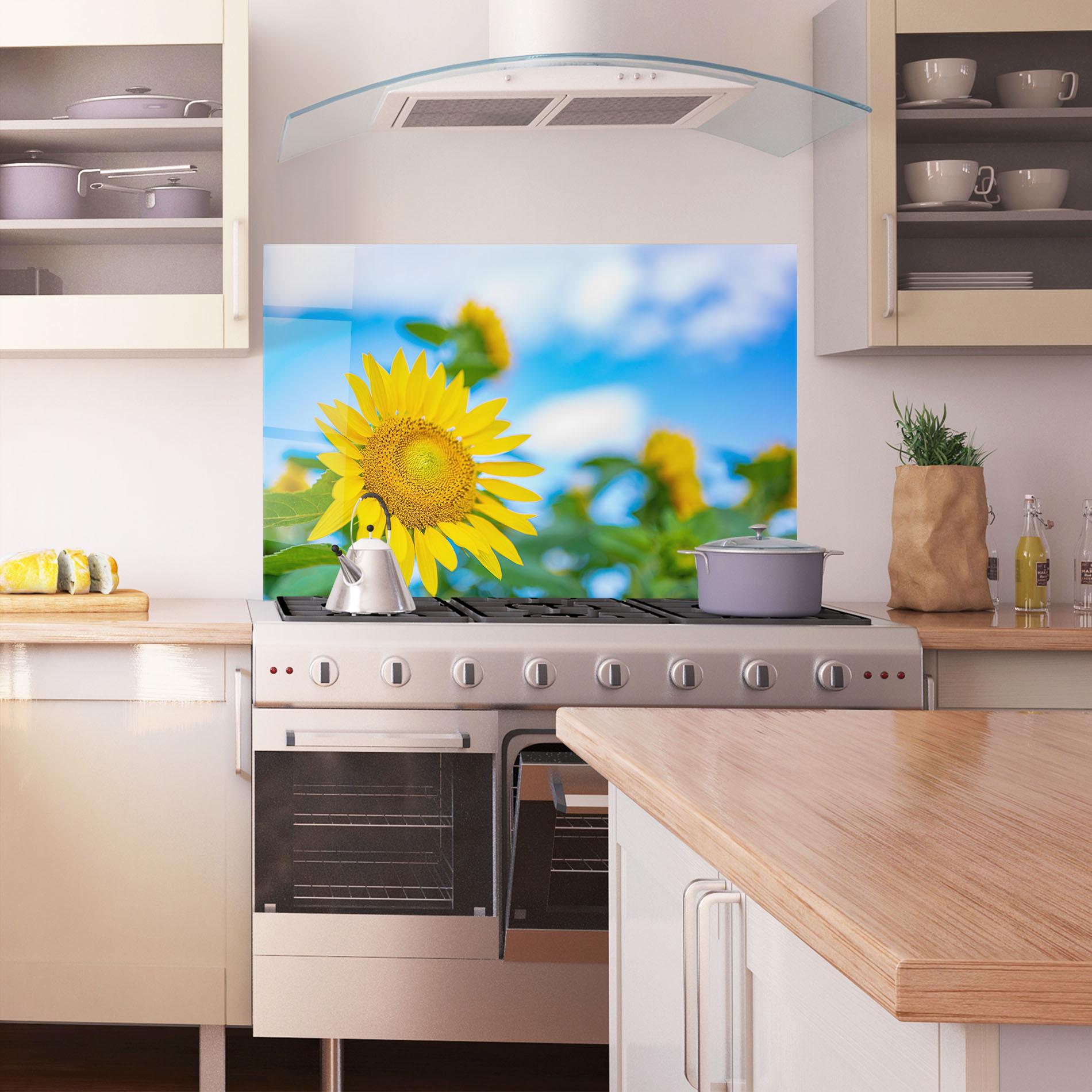 Panou Sticla Bucatarie Sunflower Sky mockup 1