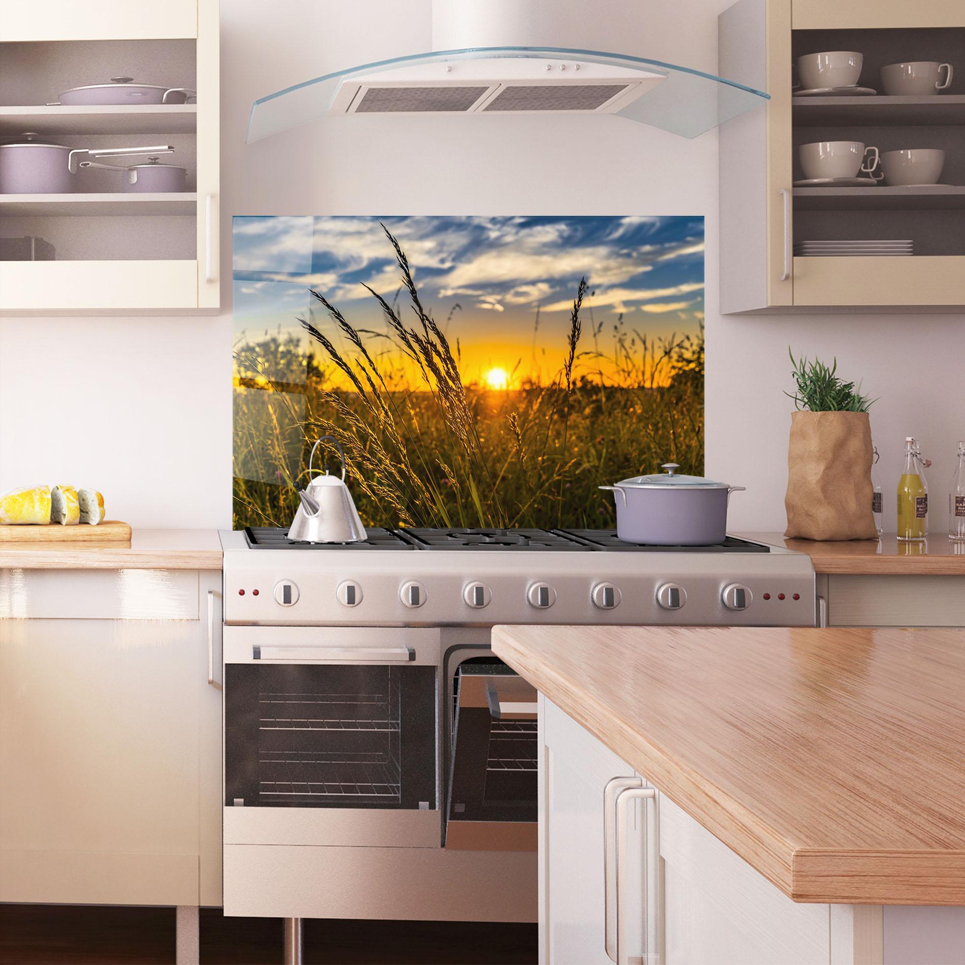 Panou Sticla Bucatarie Wheat Sunset mockup 1