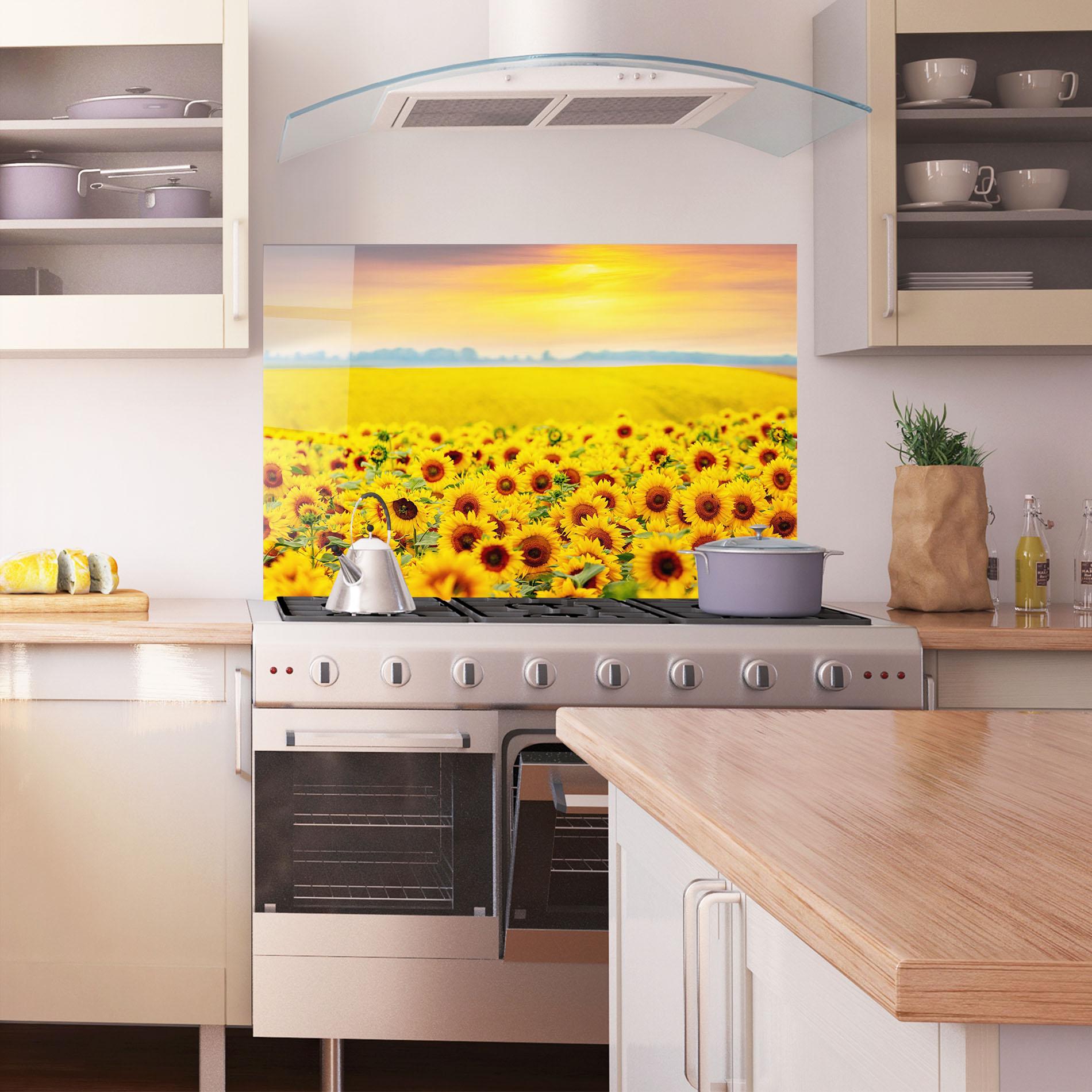 Panou Sticla Bucatarie Yellow Sunflowers mockup 1
