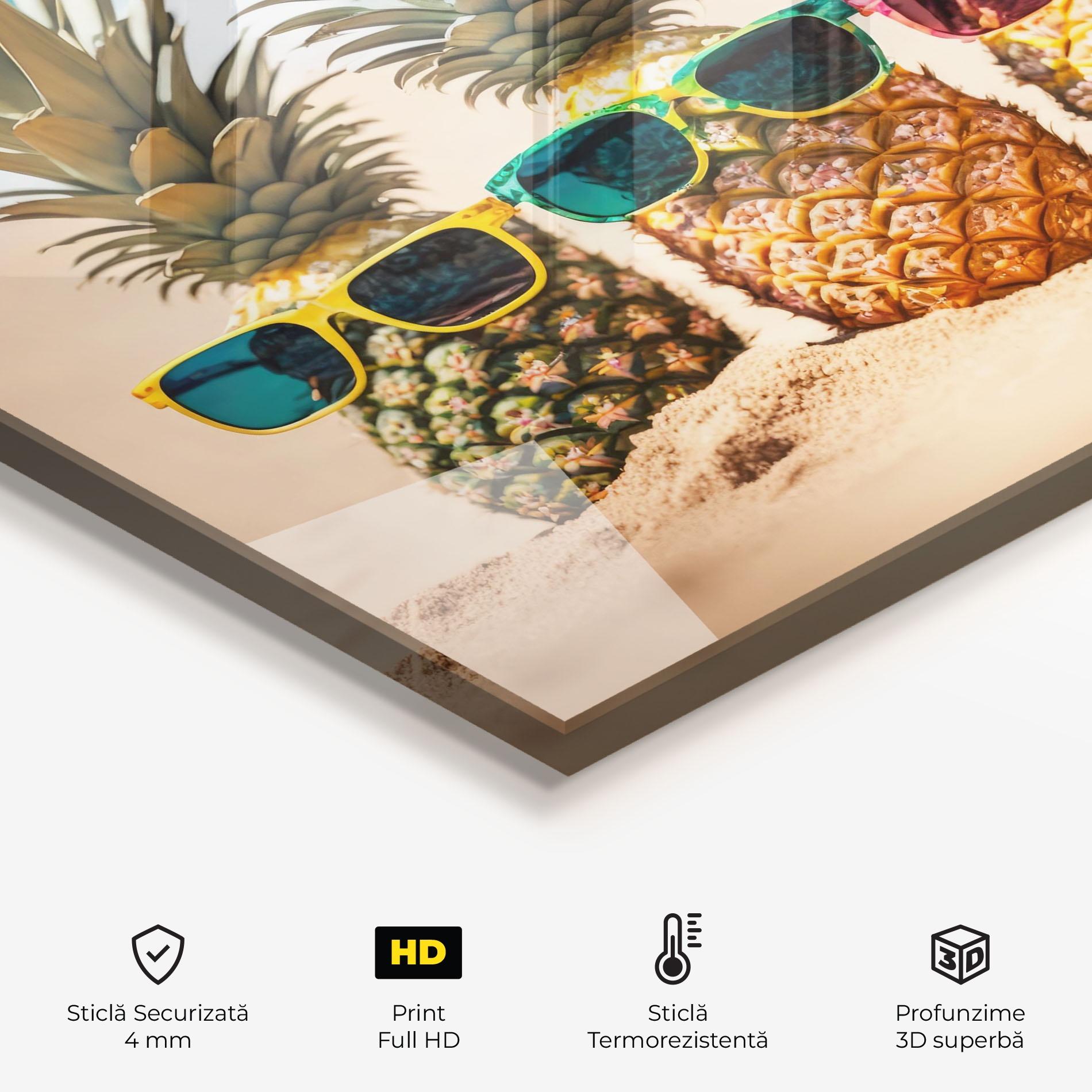 Panou Sticla Bucatarie Five Pineapples mockup 2