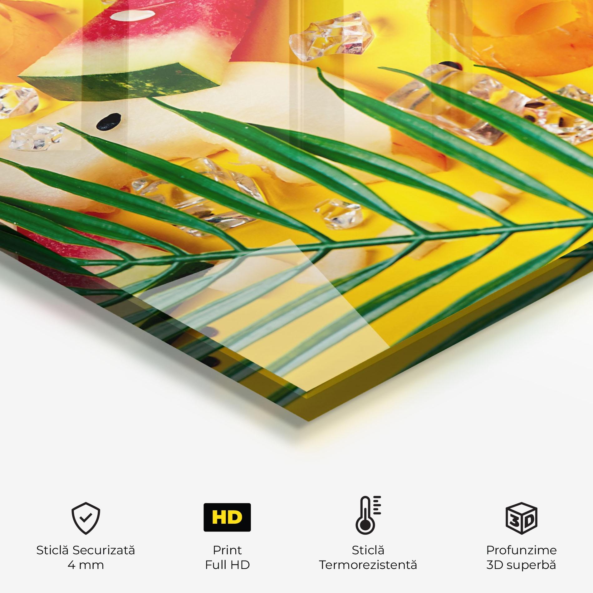 Panou Sticla Bucatarie Ice Cubes Fruits mockup 2