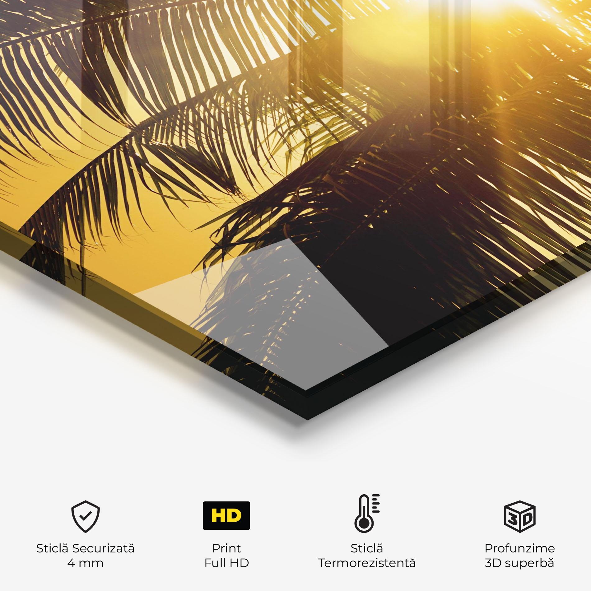 Panou Sticla Bucatarie Palm Trees Sun mockup 2