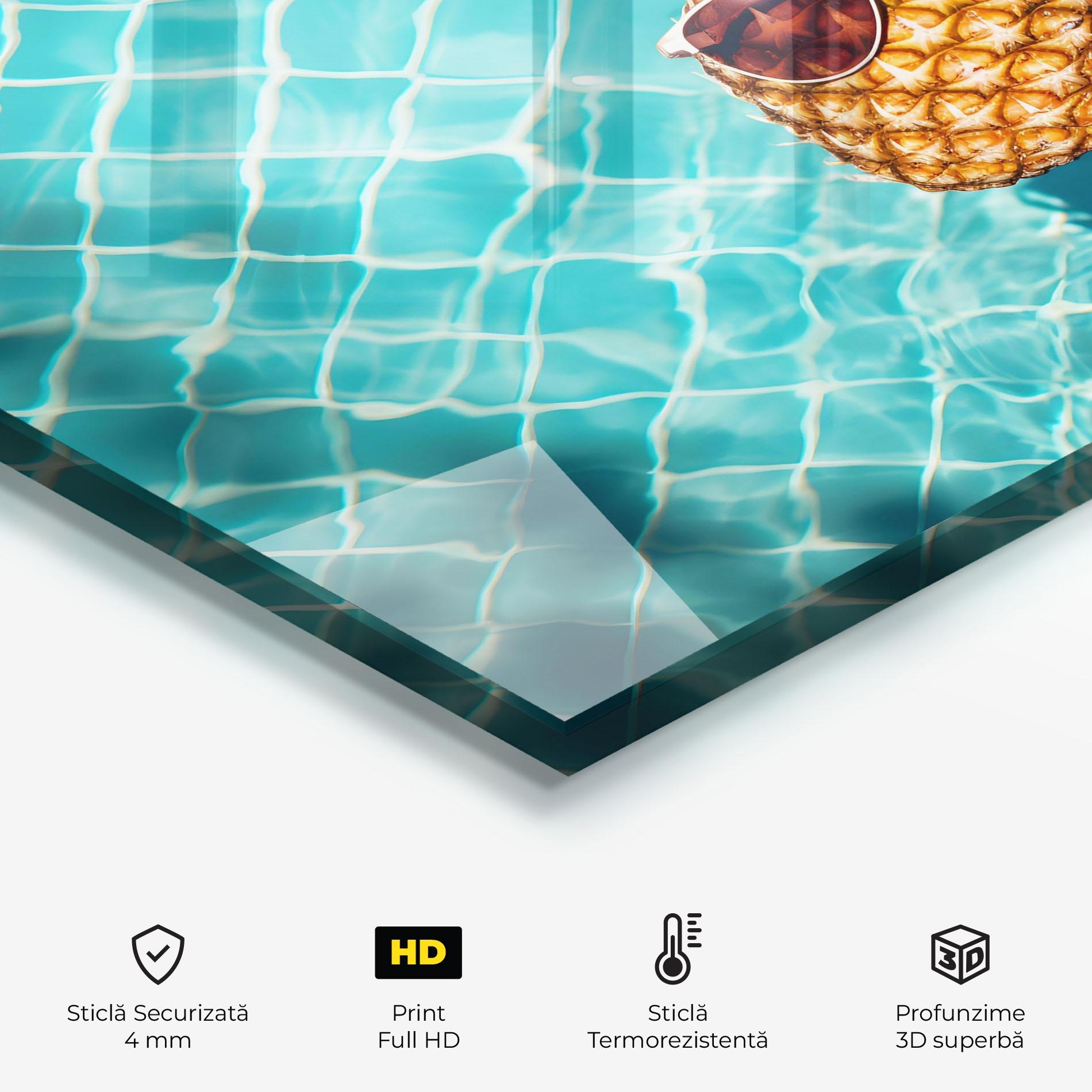 Panou Sticla Bucatarie Pineapple In Pool mockup 2