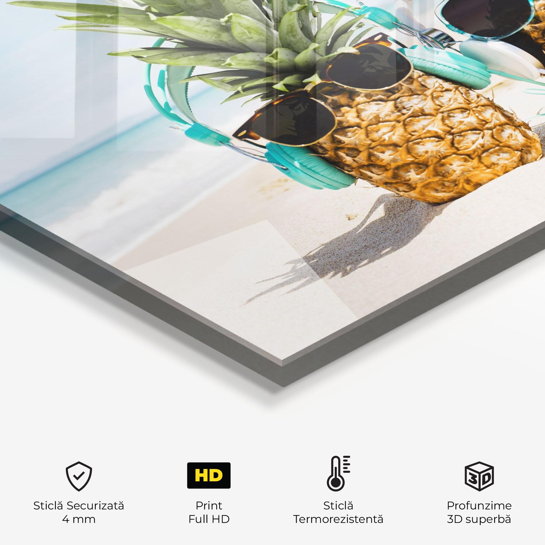 Panou Sticla Bucatarie Pineapples With Sunglasses mockup 2