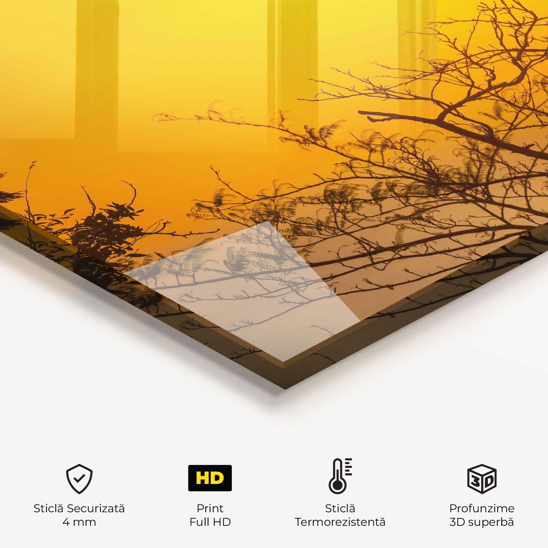 Panou Sticla Bucatarie Sunset Branches mockup 2