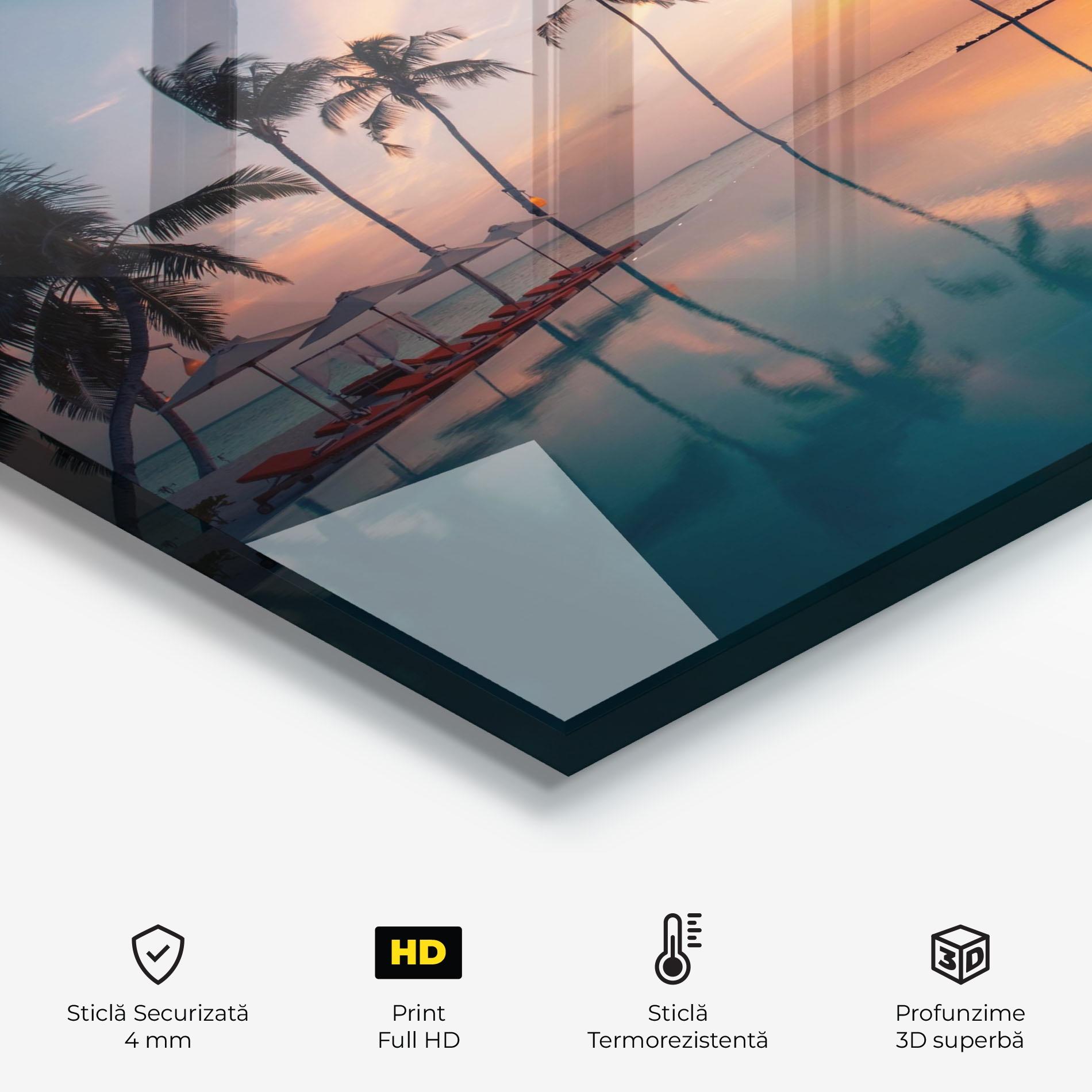 Panou Sticla Bucatarie Tropical Beach mockup 2