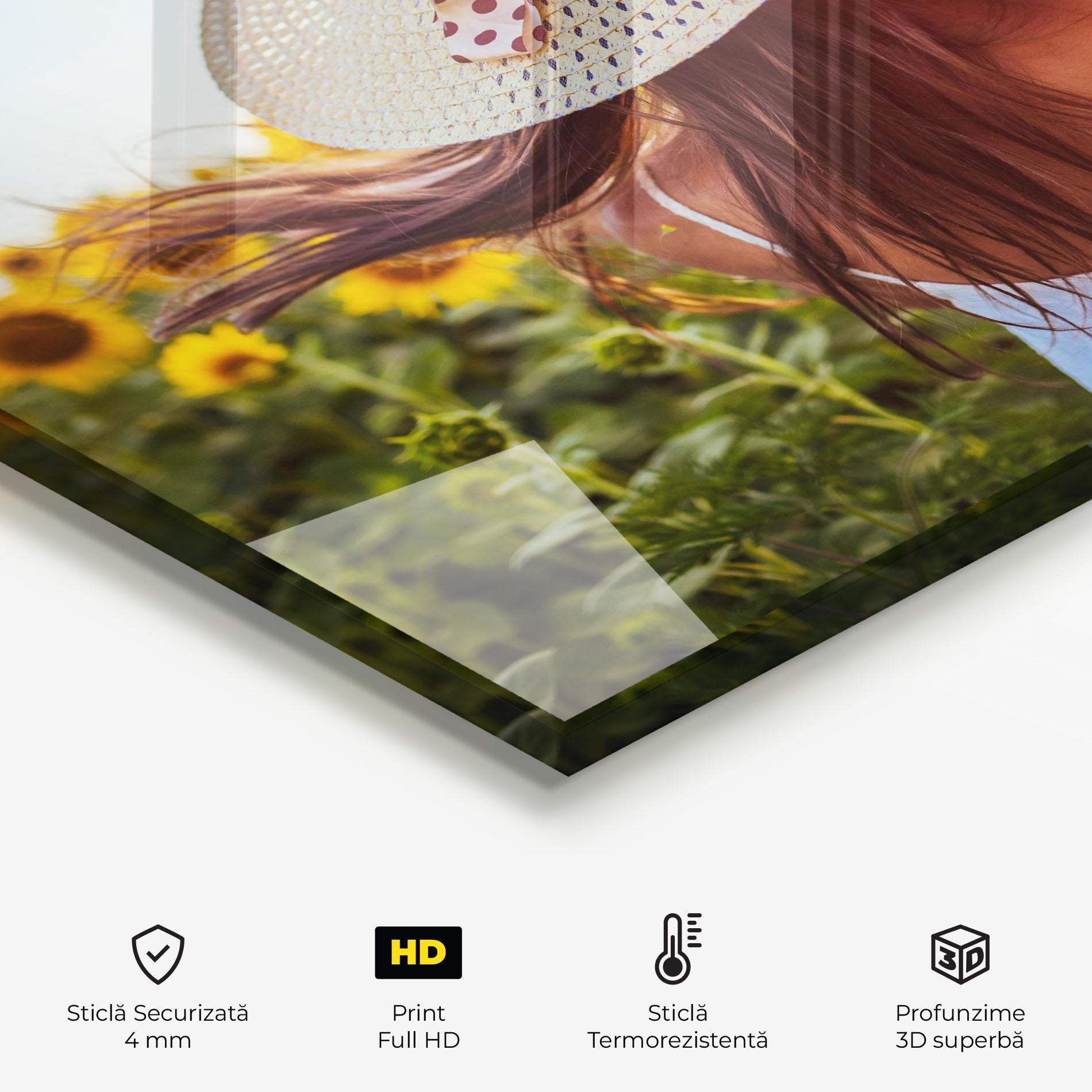 Panou Sticla Bucatarie Woman Blooming Field mockup 2