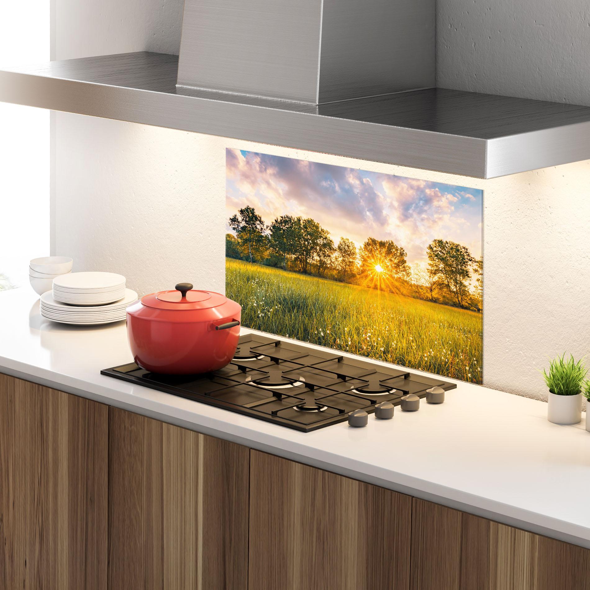 Panou Sticla Bucatarie Blossoming Meadow mockup 4