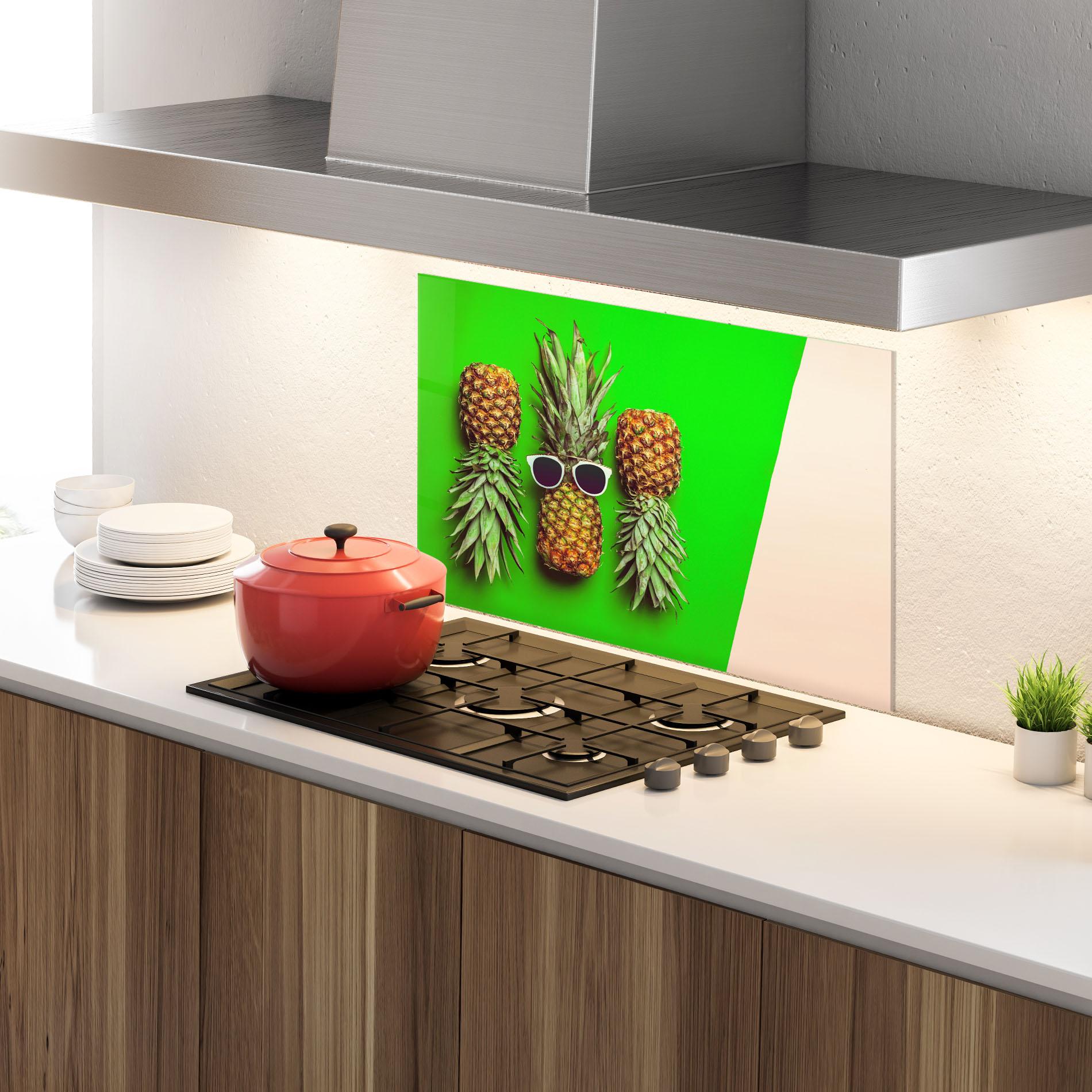 Panou Sticla Bucatarie Green Pineapple mockup 4
