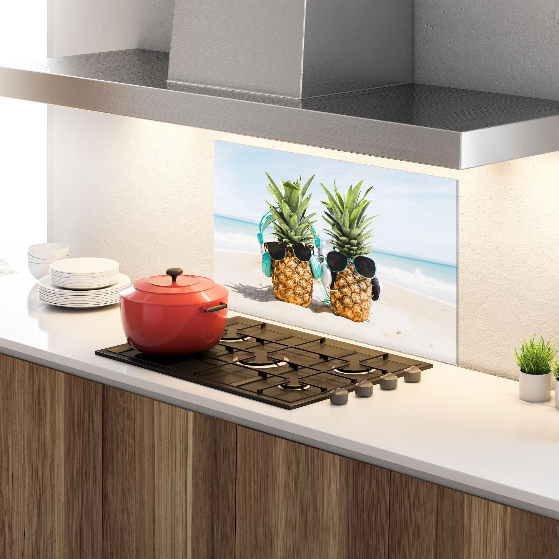 Panou Sticla Bucatarie Pineapples With Sunglasses mockup 4