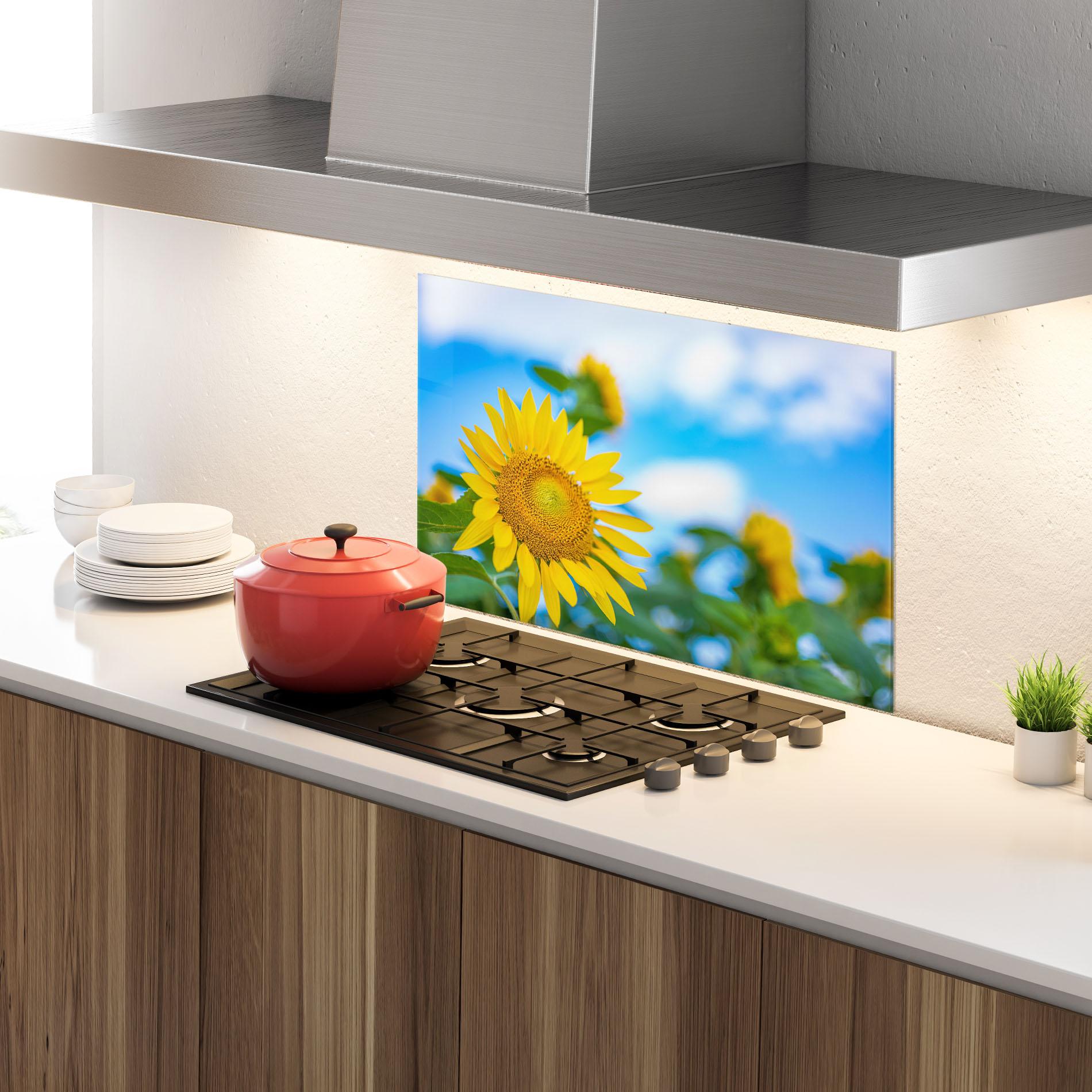 Panou Sticla Bucatarie Sunflower Sky mockup 4