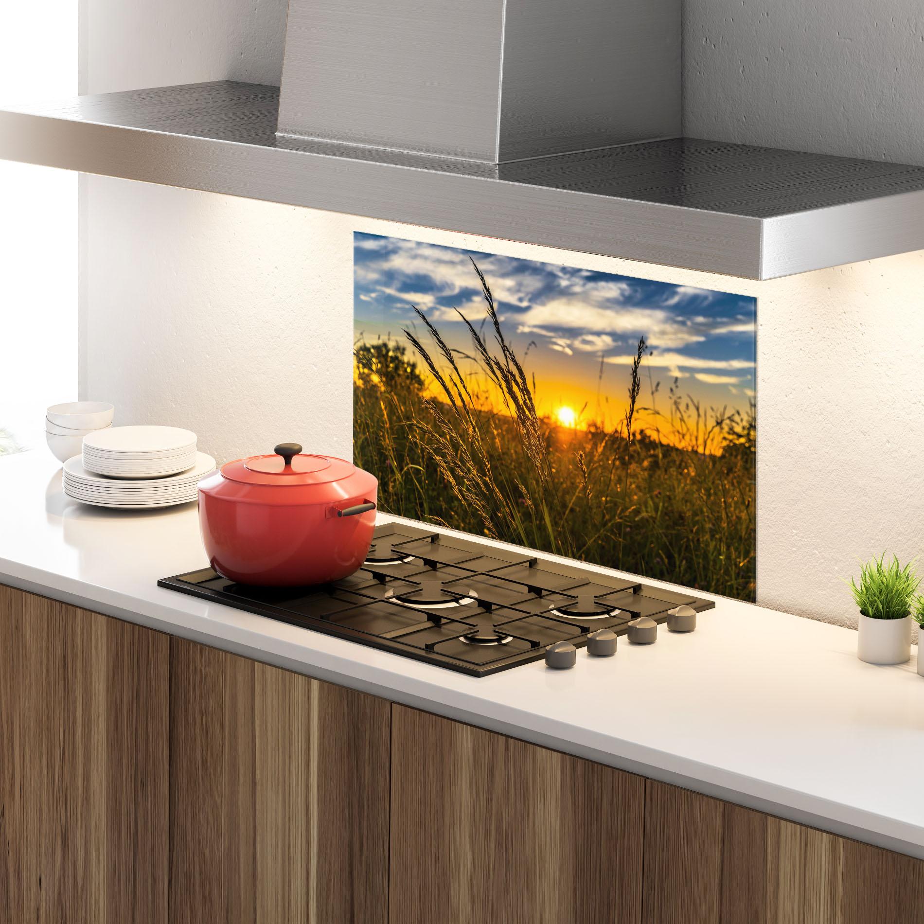 Panou Sticla Bucatarie Wheat Sunset mockup 4
