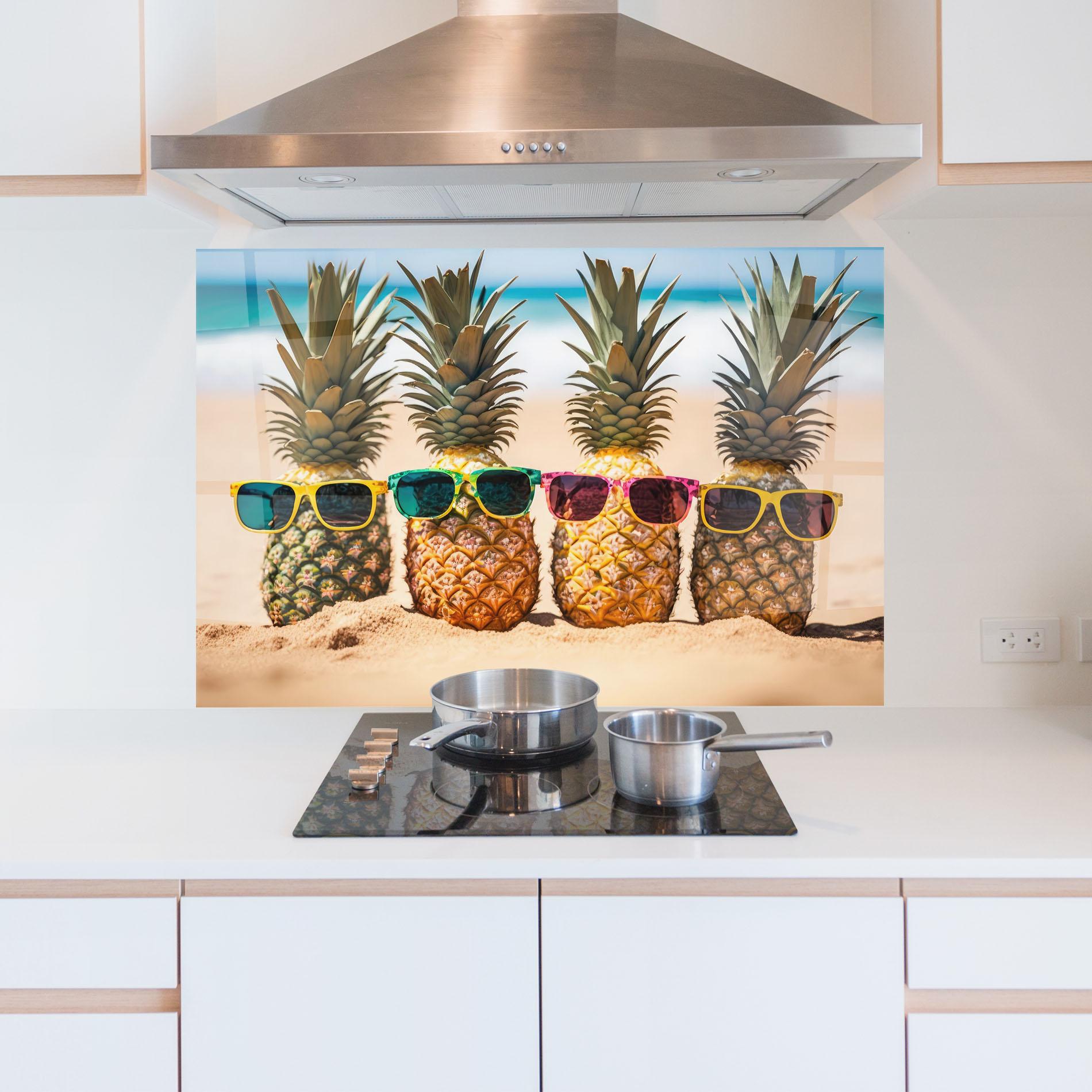 Panou Sticla Bucatarie Five Pineapples mockup 5