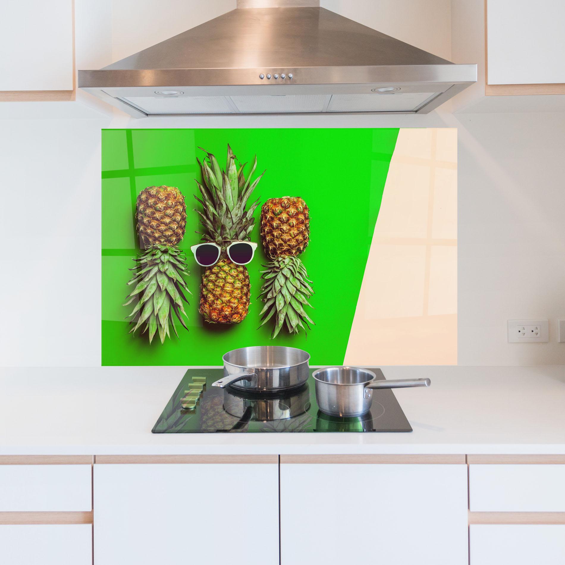Panou Sticla Bucatarie Green Pineapple mockup 5