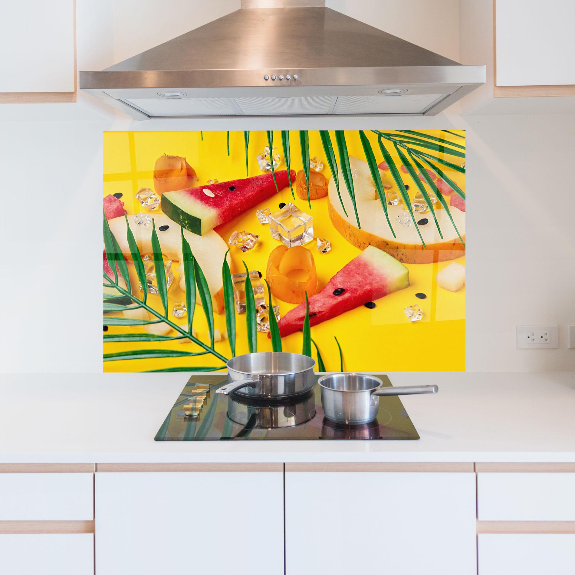 Panou Sticla Bucatarie Ice Cubes Fruits mockup 5