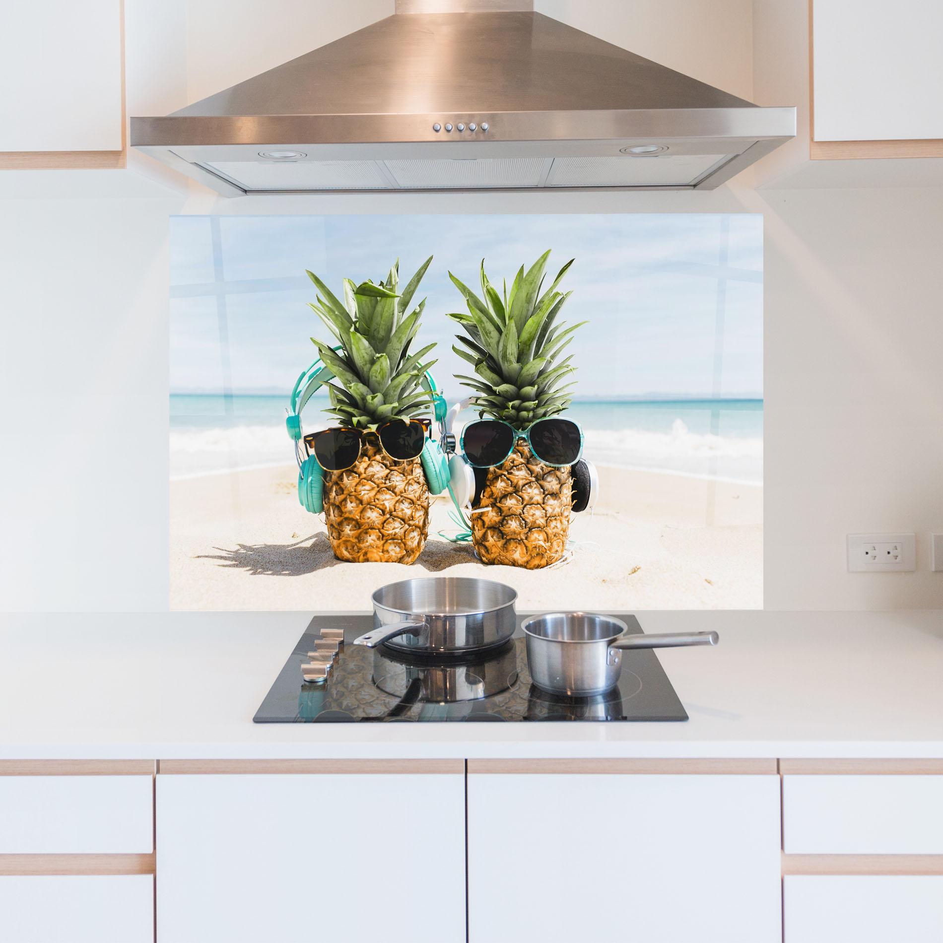 Panou Sticla Bucatarie Pineapples With Sunglasses mockup 5