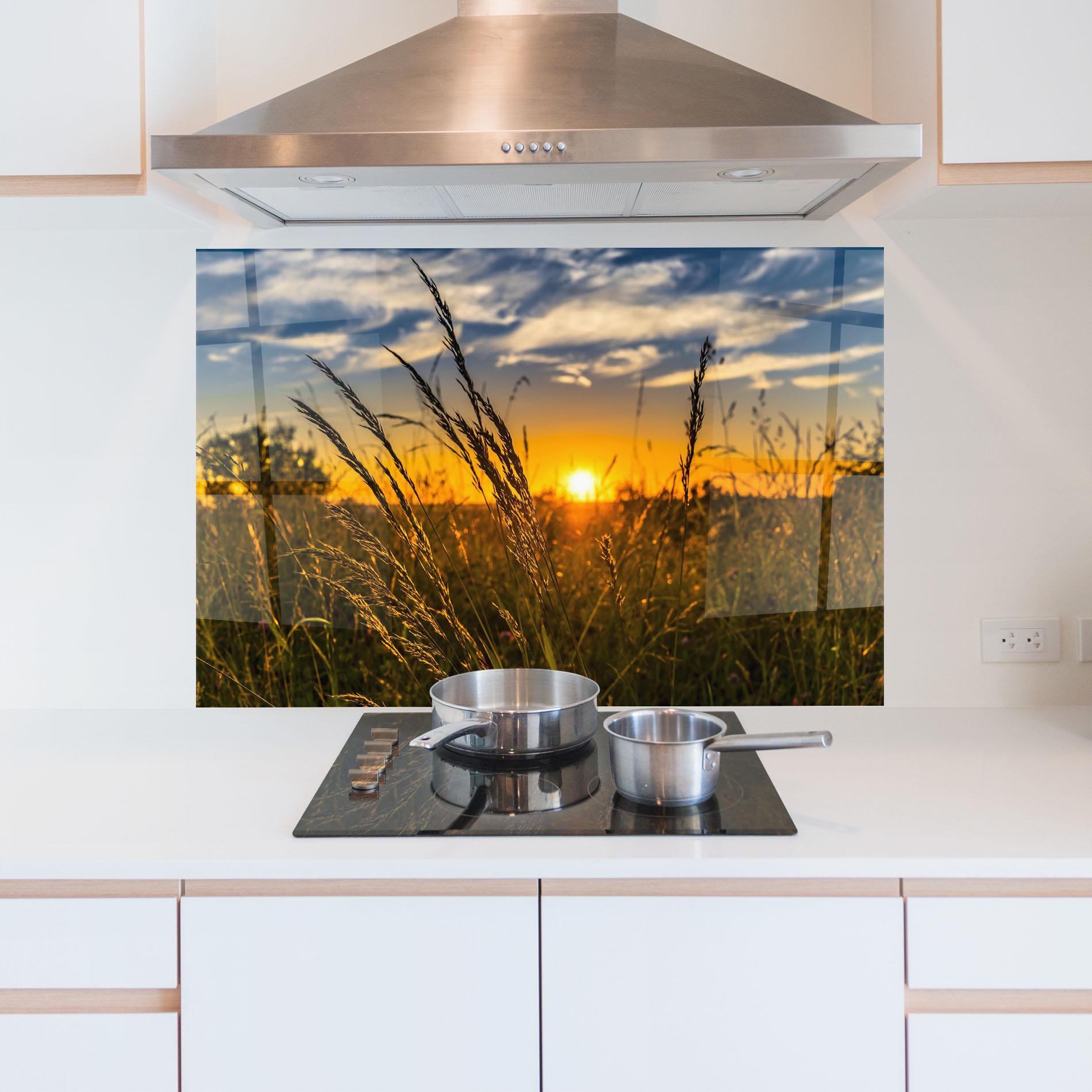 Panou Sticla Bucatarie Wheat Sunset mockup 5