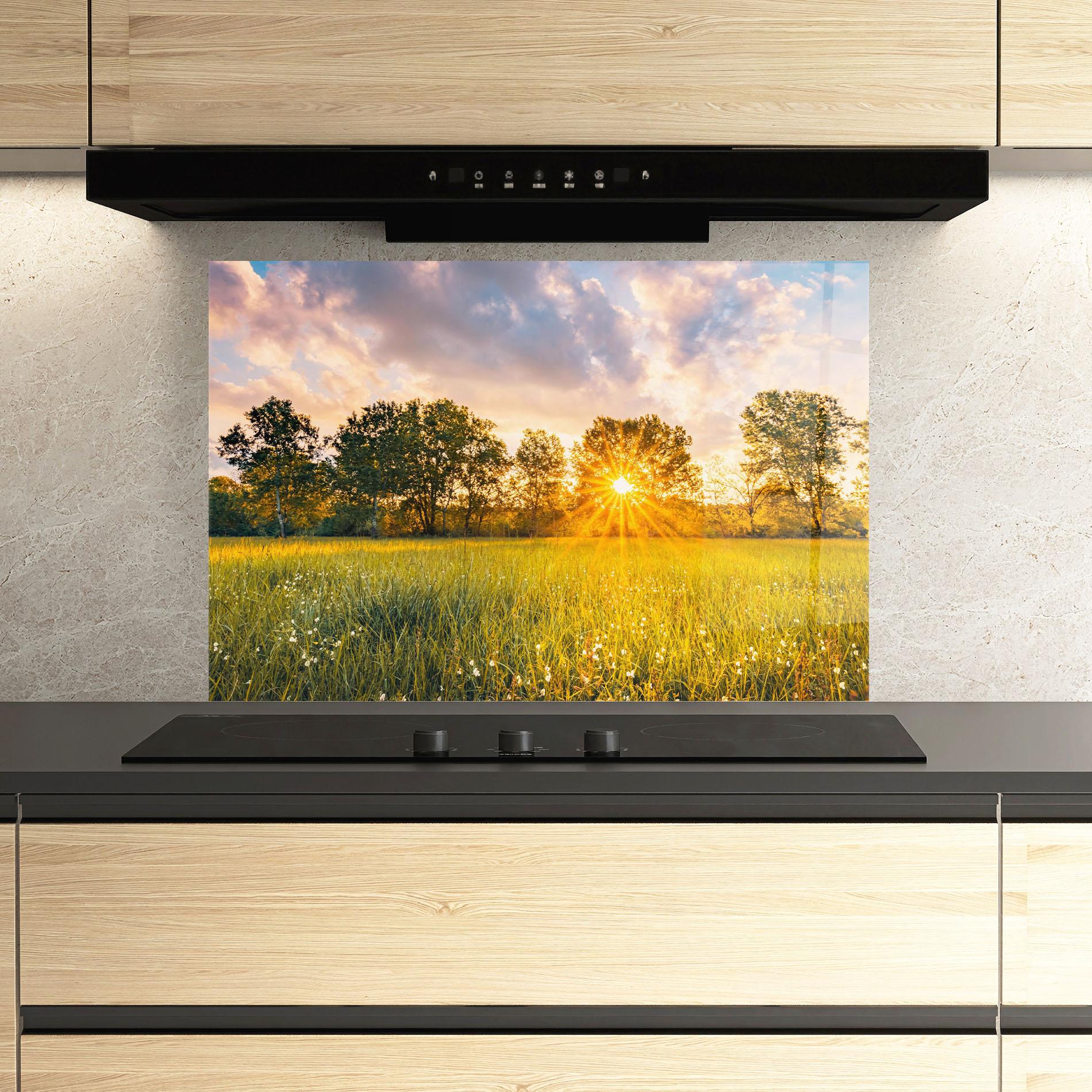 Panou Sticla Bucatarie Blossoming Meadow mockup 3