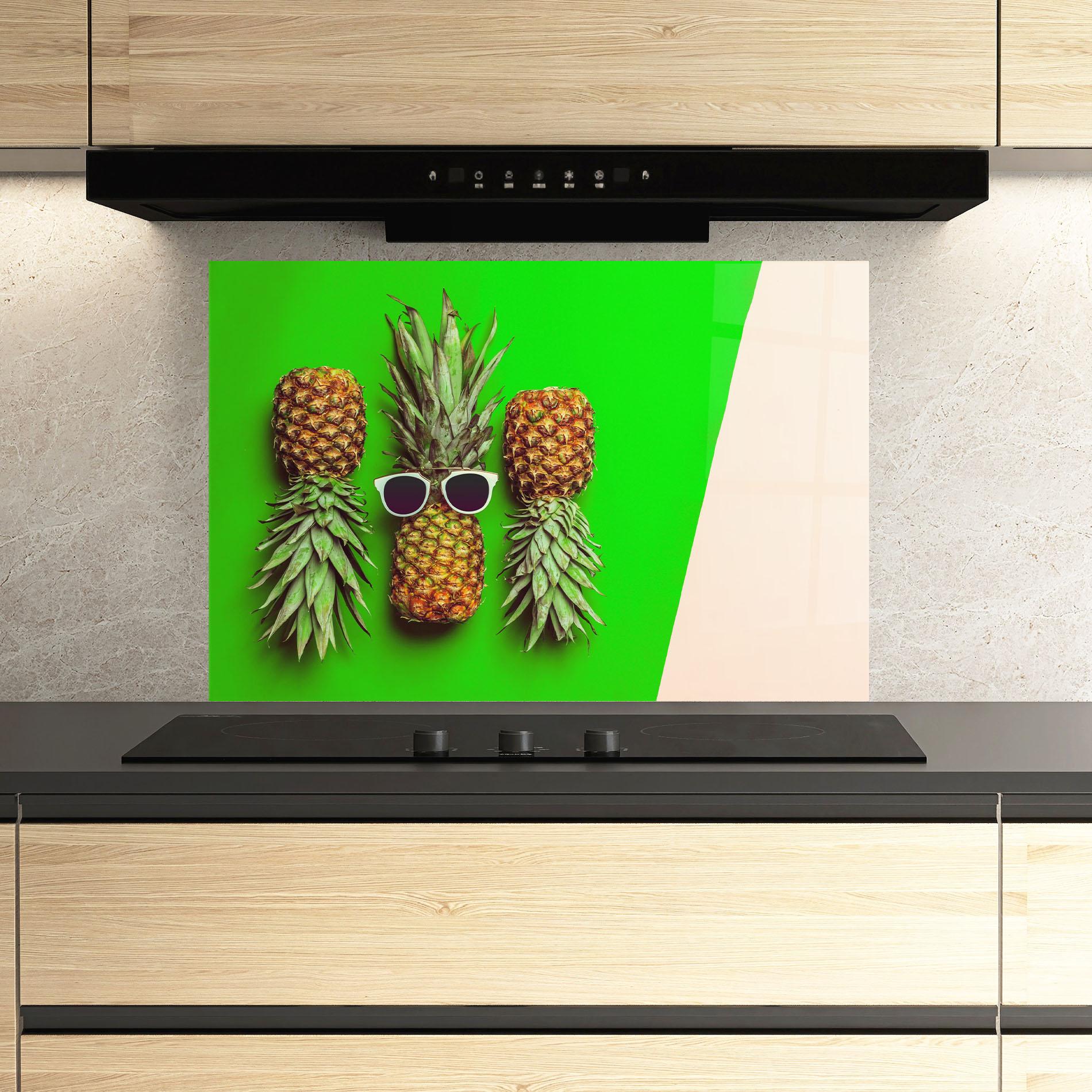 Panou Sticla Bucatarie Green Pineapple mockup 3