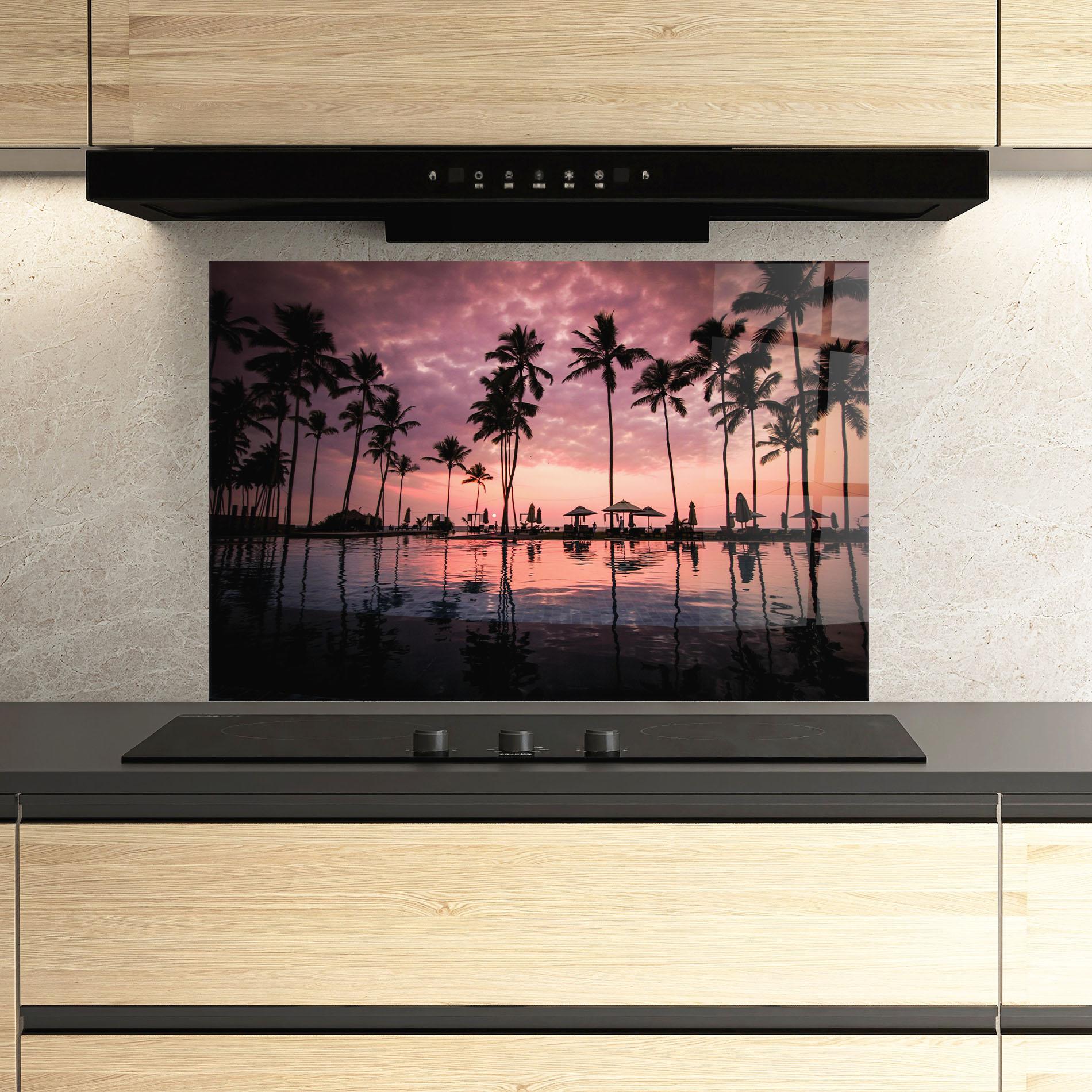 Panou Sticla Bucatarie Purple Sunset mockup 3