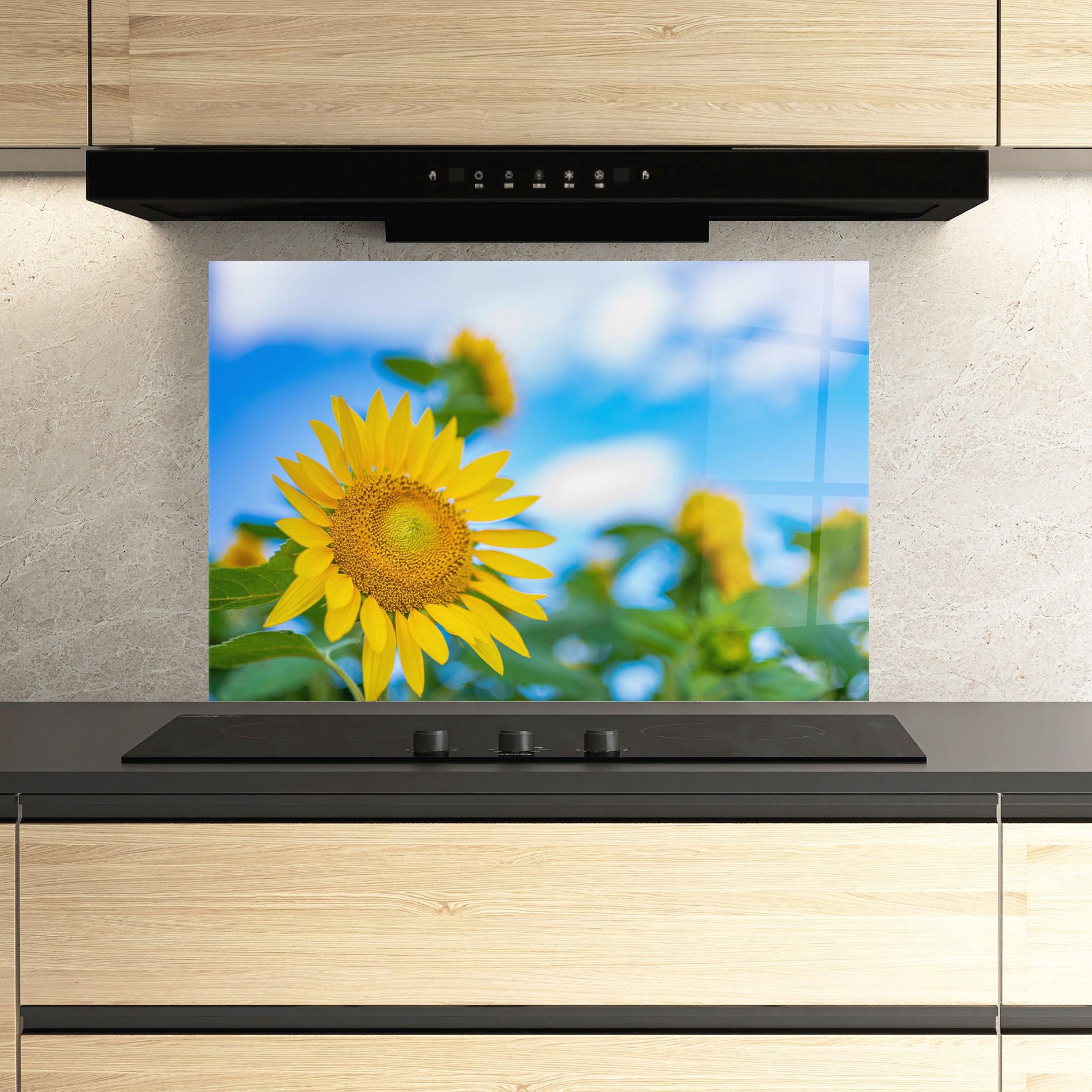 Panou Sticla Bucatarie Sunflower Sky mockup 3