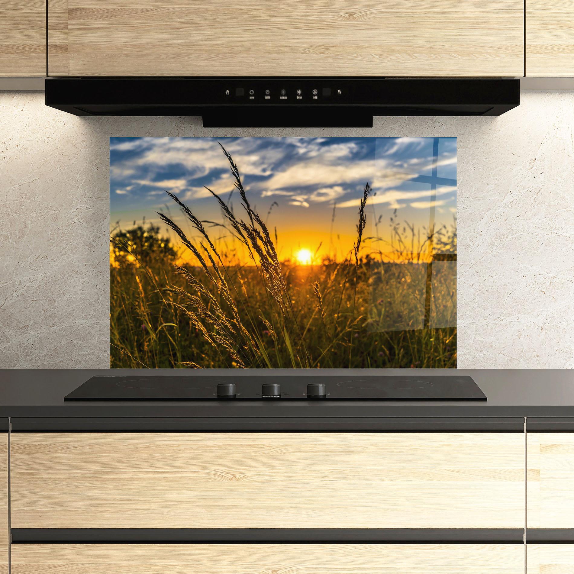 Panou Sticla Bucatarie Wheat Sunset mockup 3