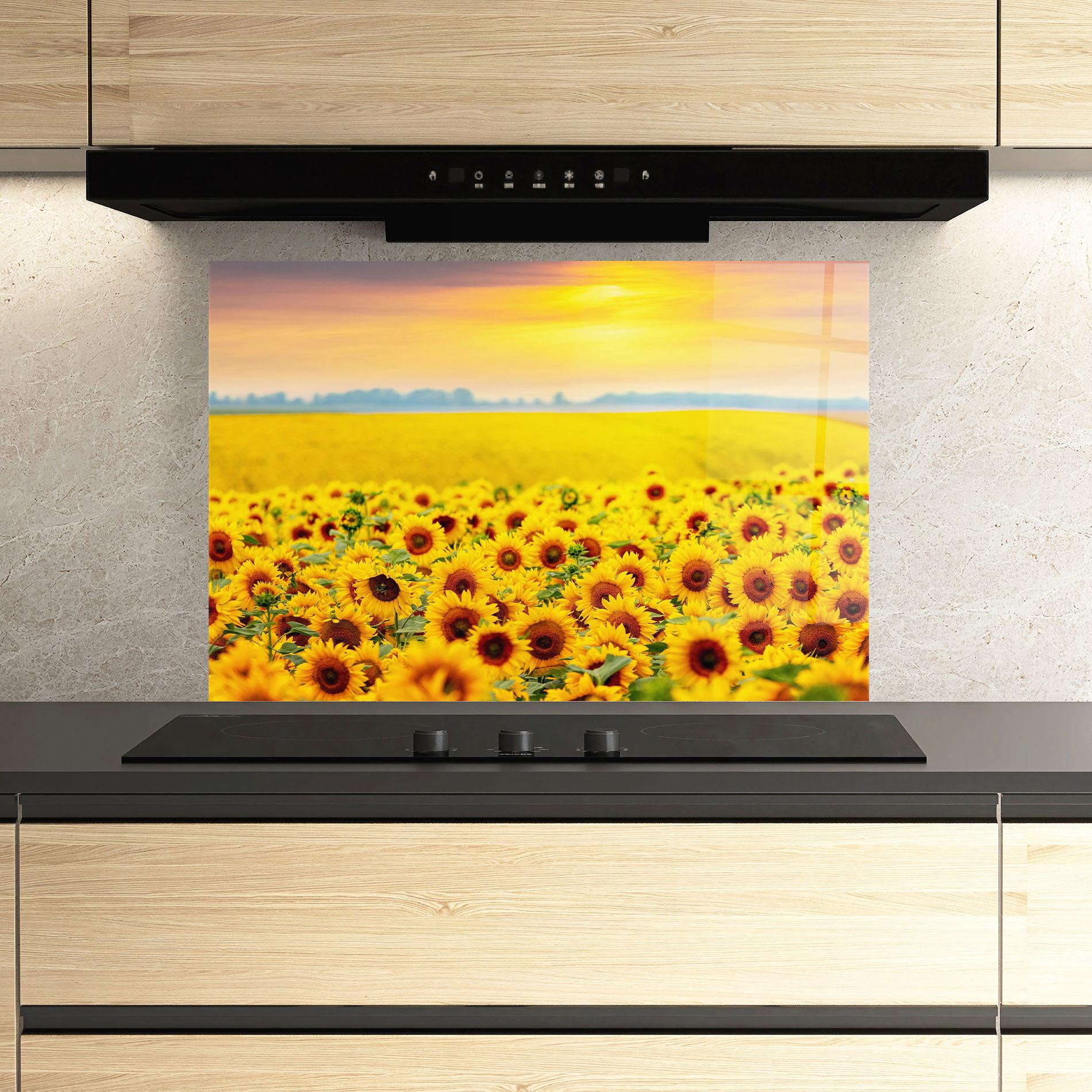 Panou Sticla Bucatarie Yellow Sunflowers mockup 3