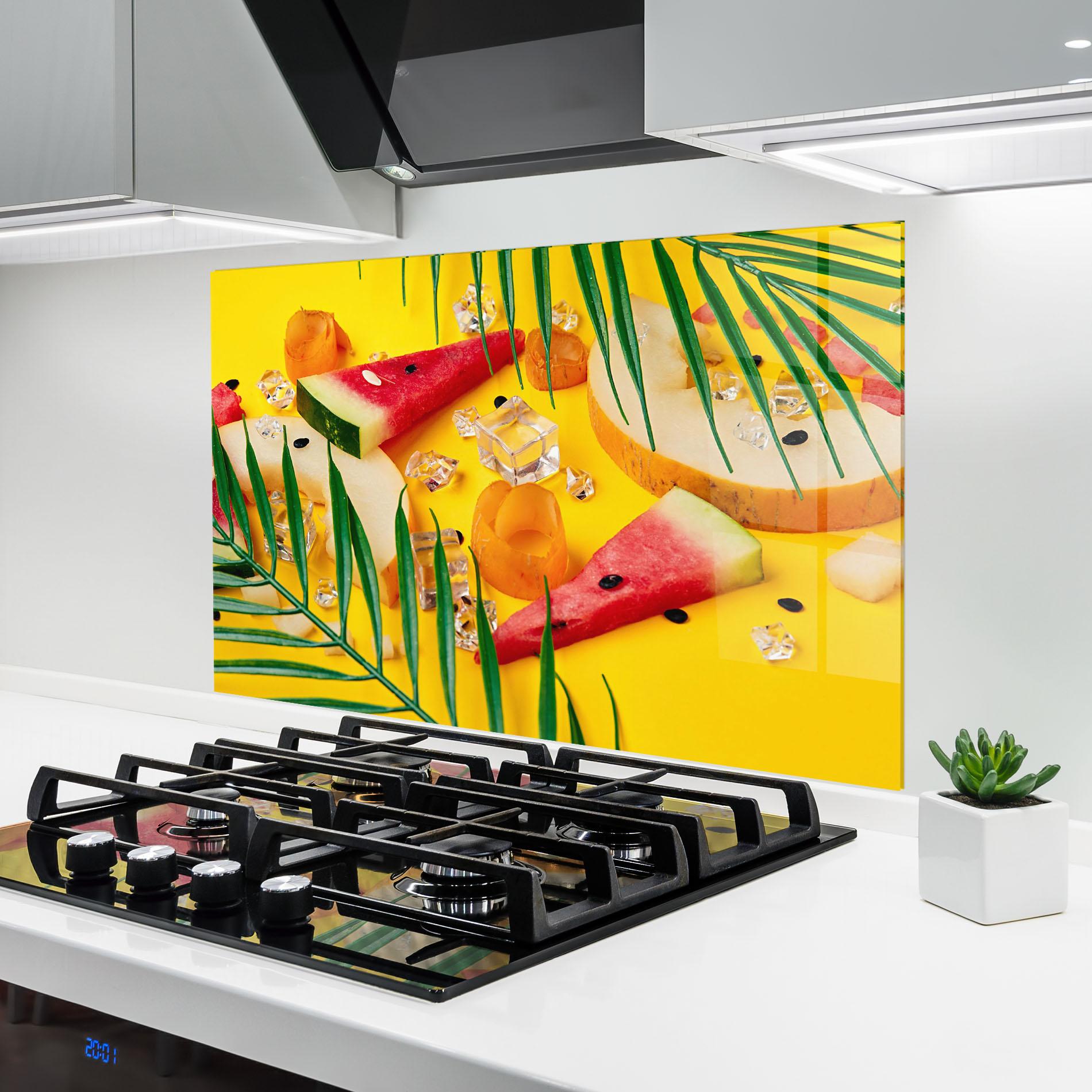 Panou Sticla Bucatarie Ice Cubes Fruits mockup 6