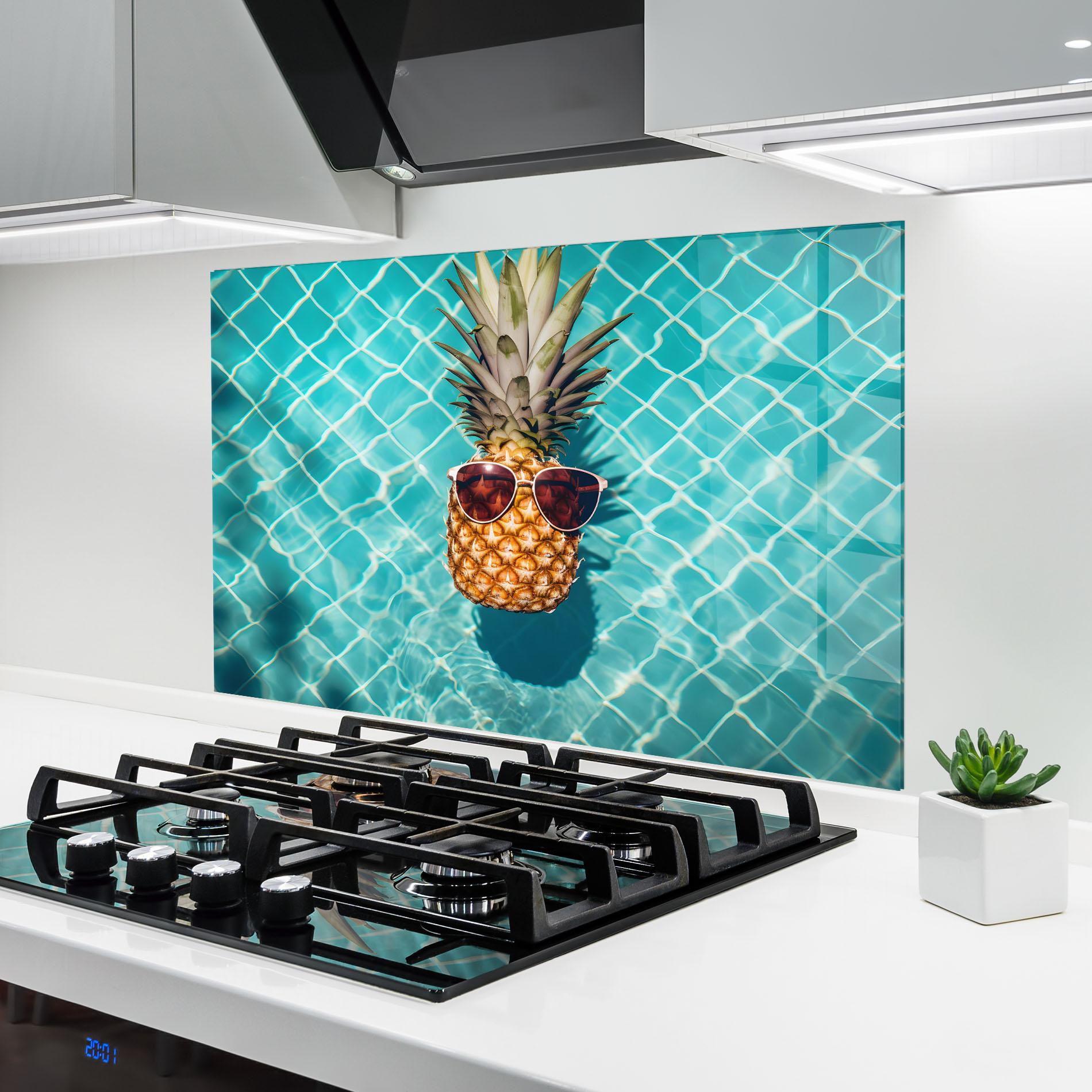 Panou Sticla Bucatarie Pineapple In Pool mockup 6