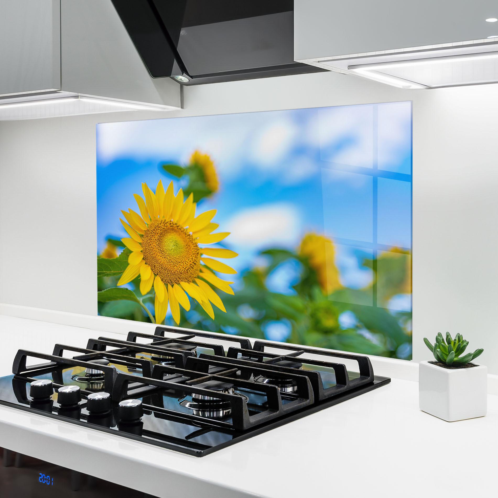 Panou Sticla Bucatarie Sunflower Sky mockup 6
