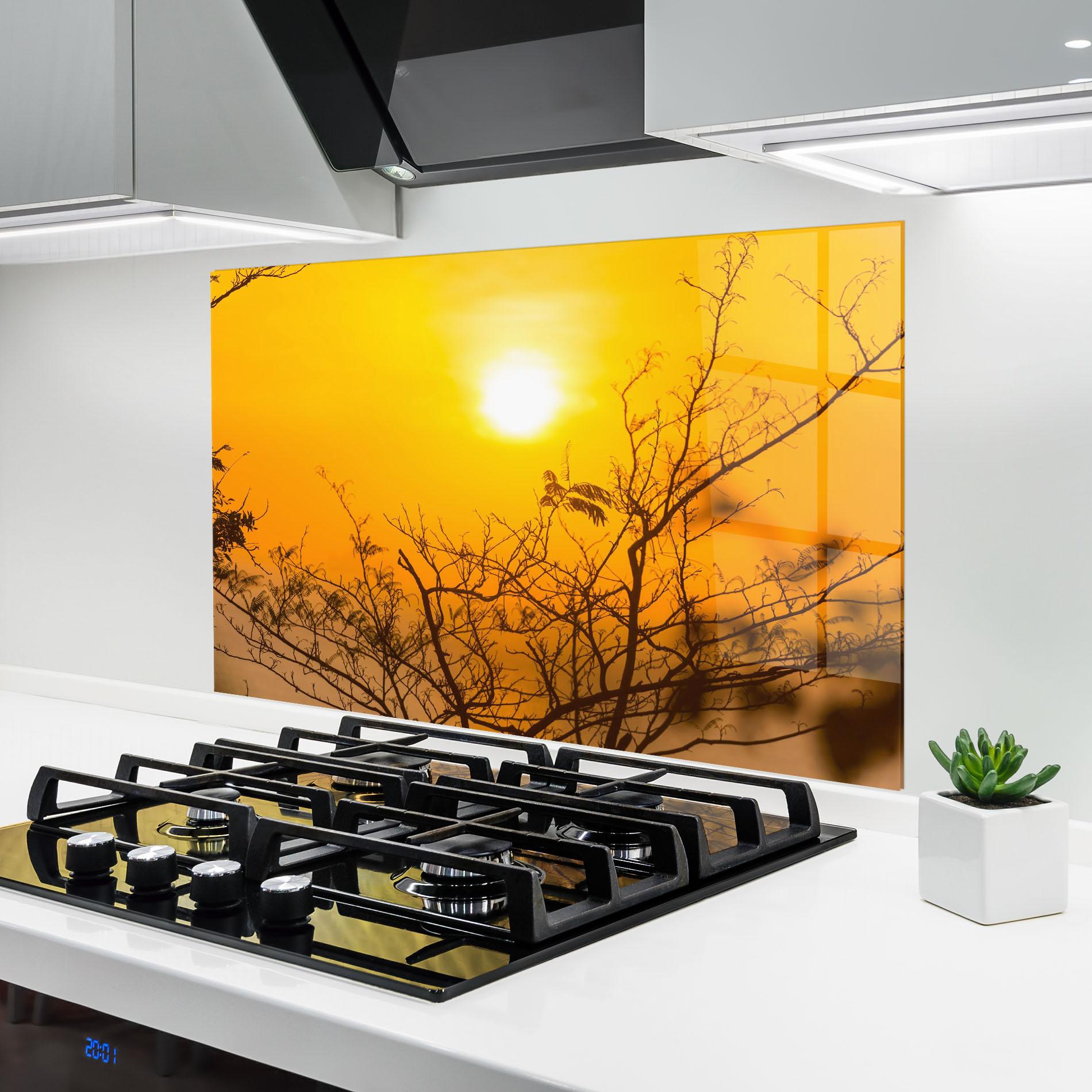 Panou Sticla Bucatarie Sunset Branches mockup 6