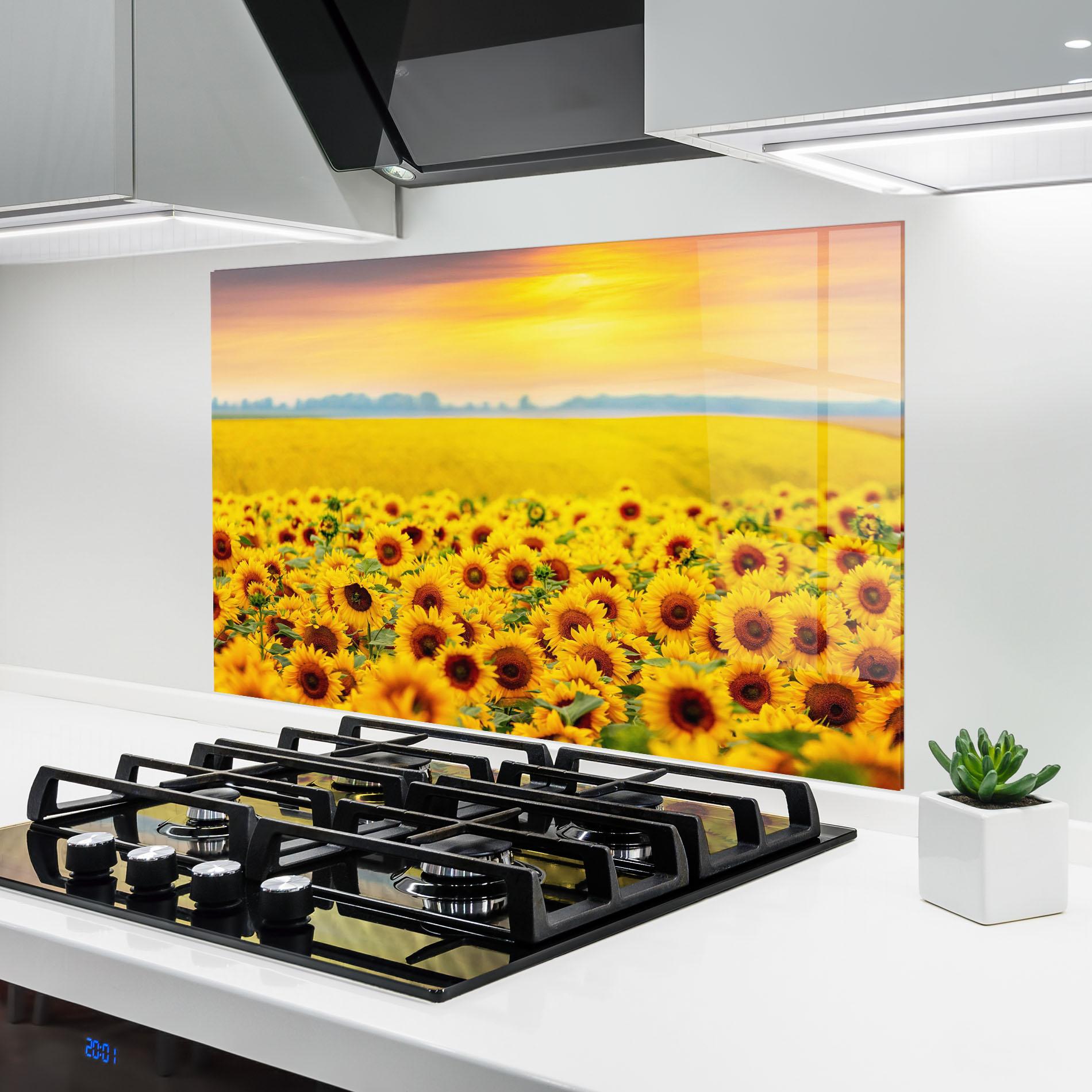 Panou Sticla Bucatarie Yellow Sunflowers mockup 6